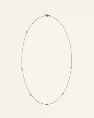14K Gold Diamond Bezel Station Necklace
