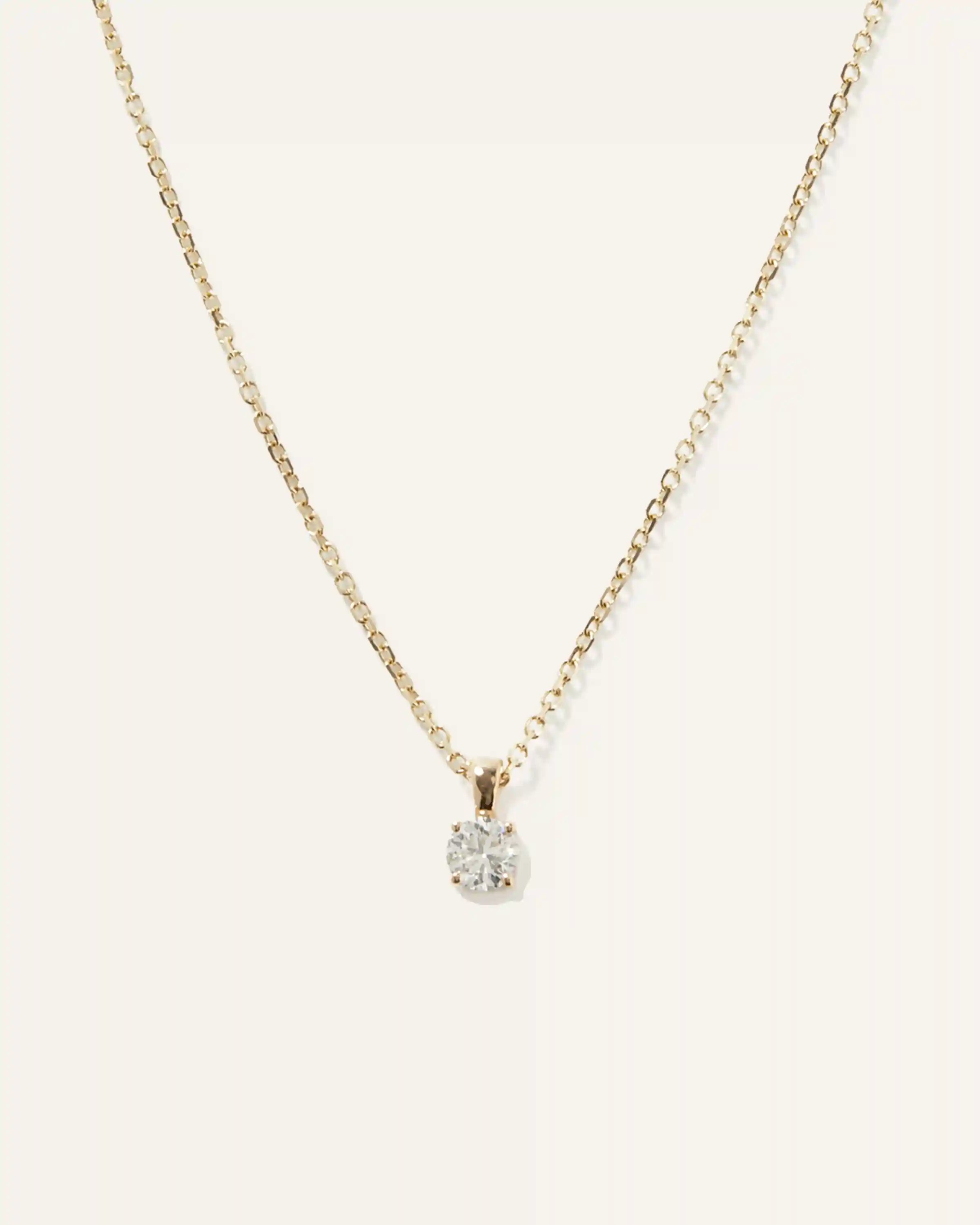 14k Gold Natural Diamond Solitaire Necklace