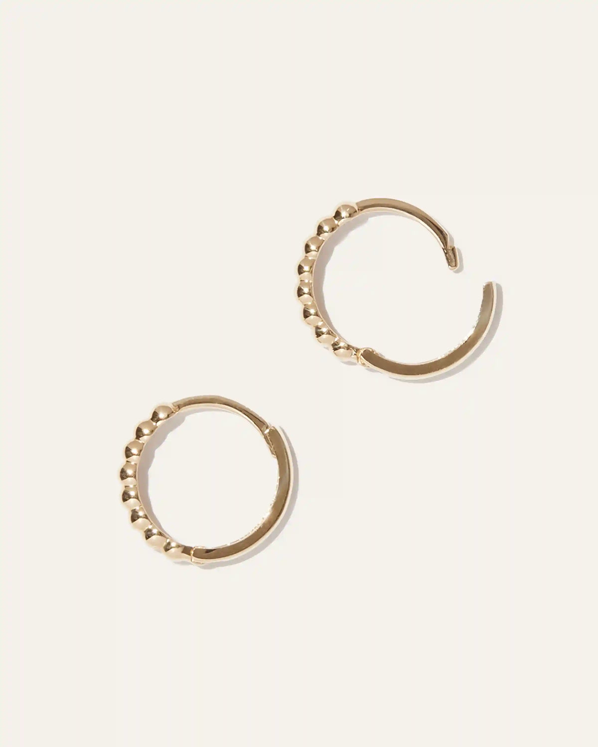 14K Gold Beaded Hoops