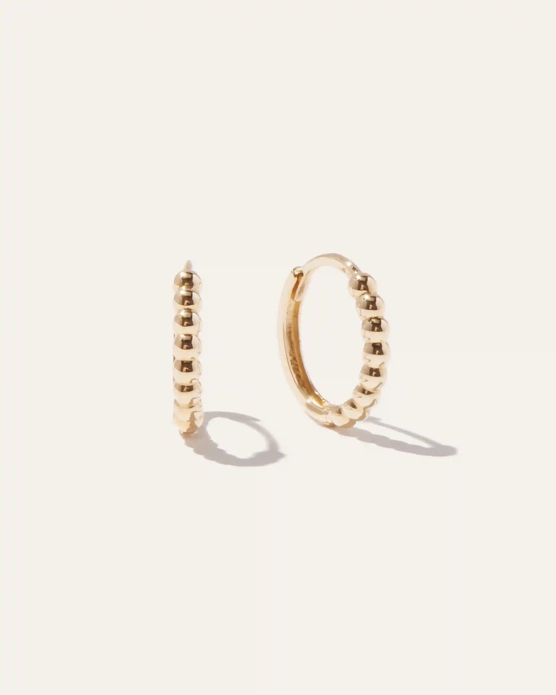 14K Gold Beaded Hoops
