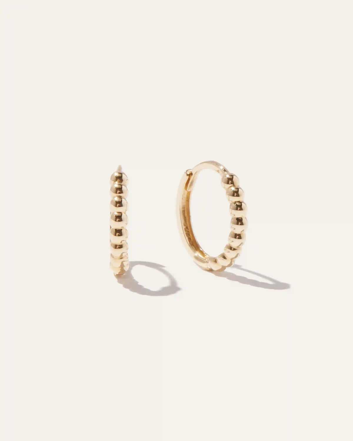 14K Gold Beaded Hoops
