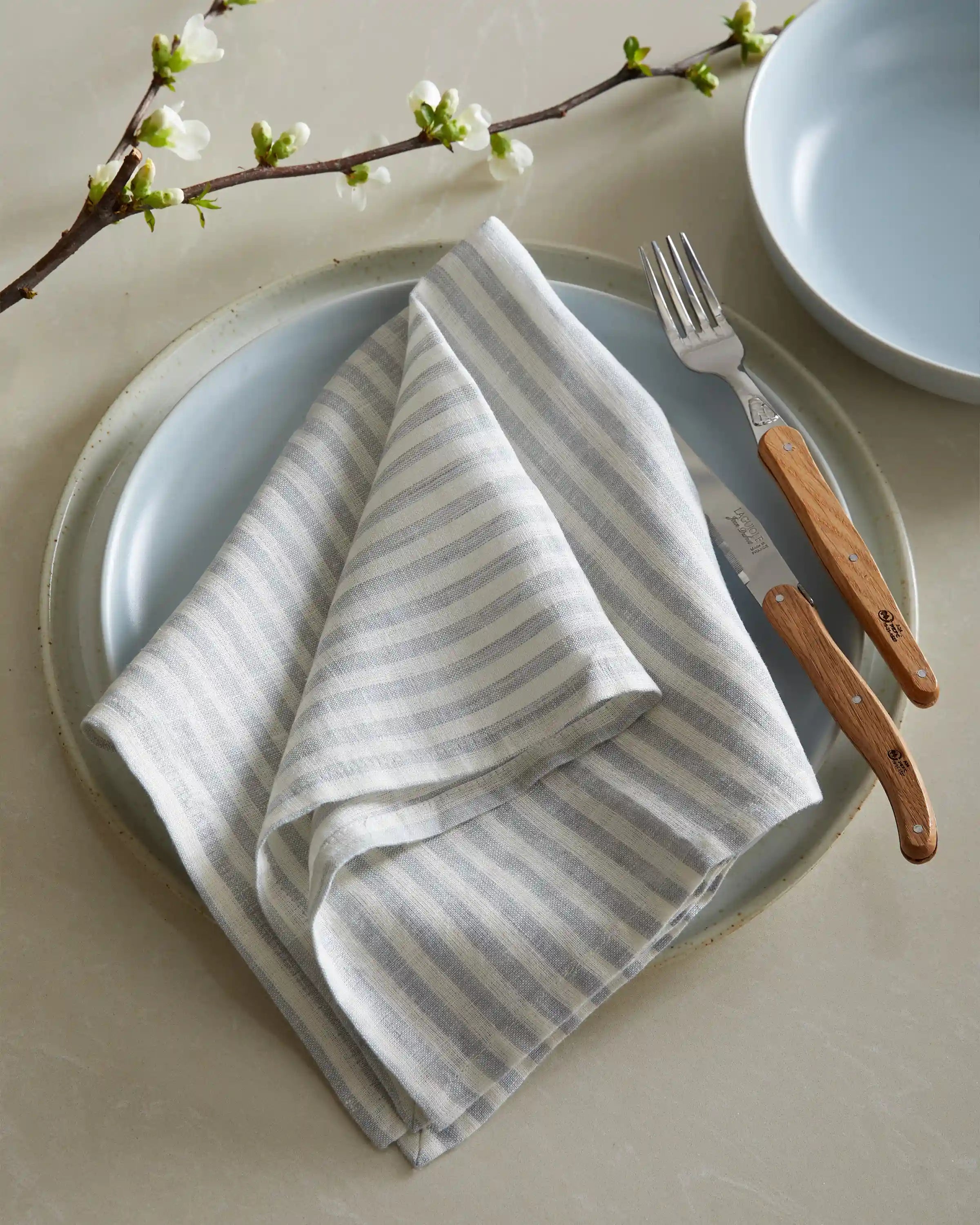 European Linen Stripe Napkins, Set of 4
