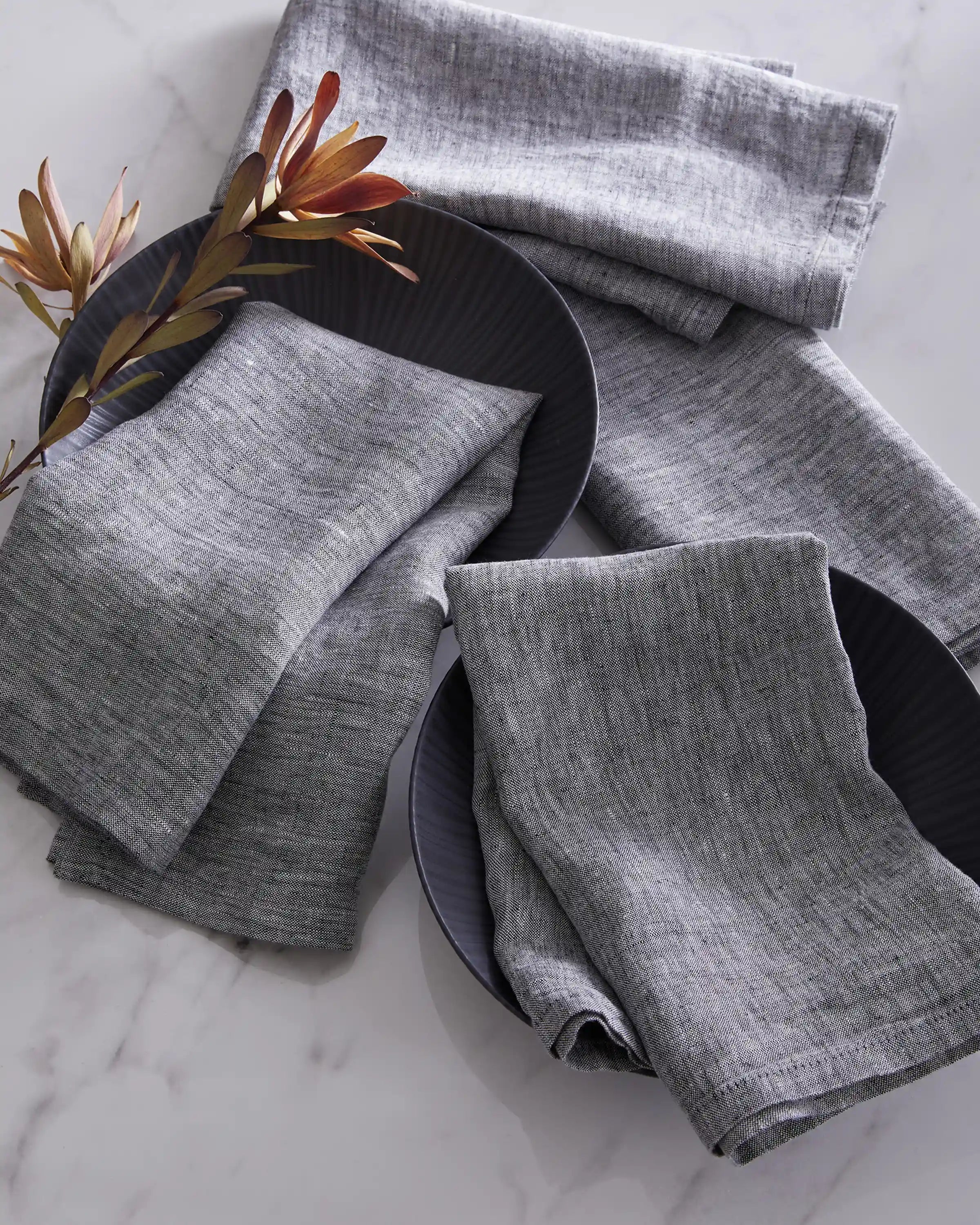 European Linen Chambray Napkin, Set of 12