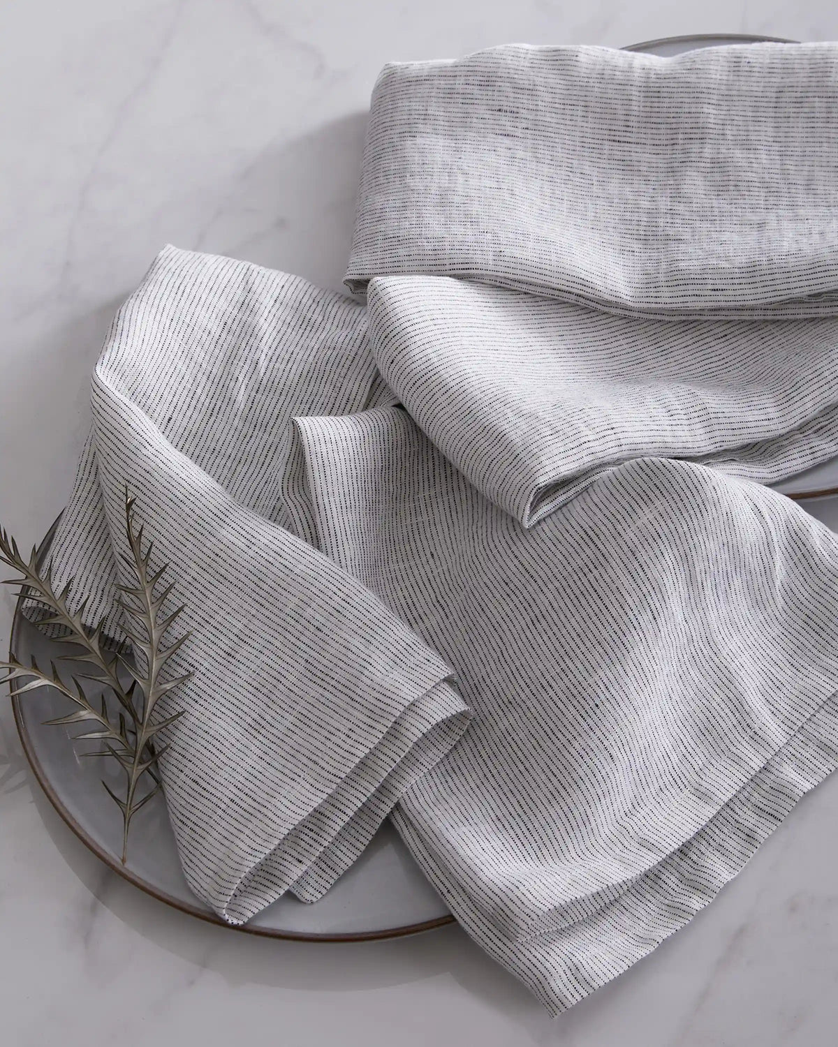 European Linen Stripe Napkins, Set of 4