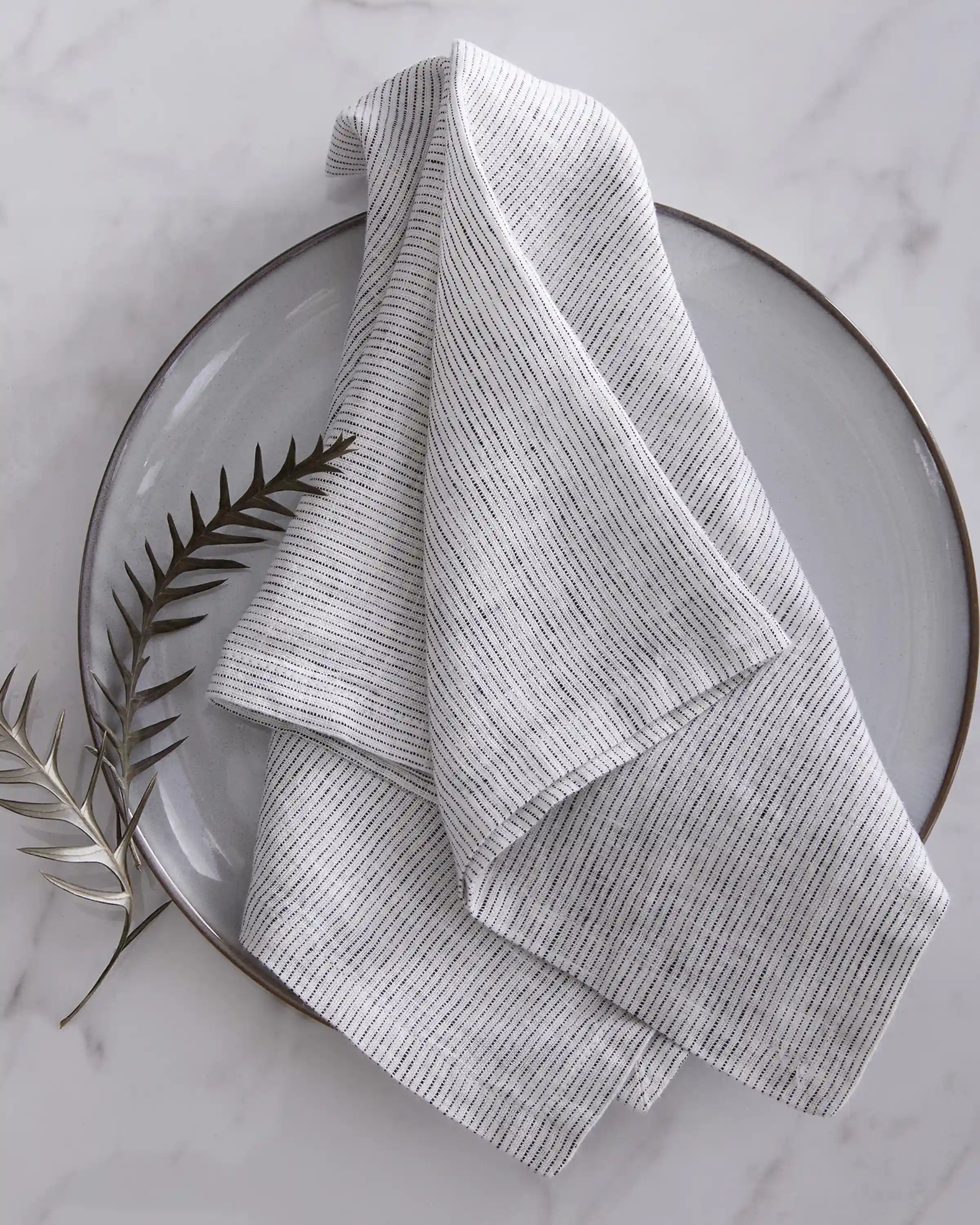 European Linen Stripe Napkins, Set of 4