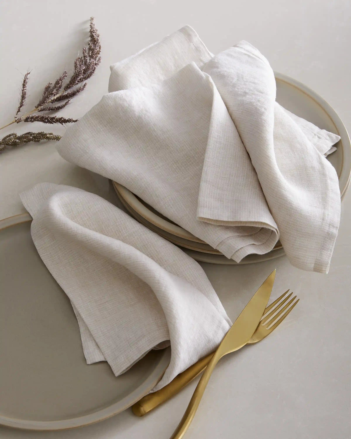 European Linen Stripe Napkins, Set of 4