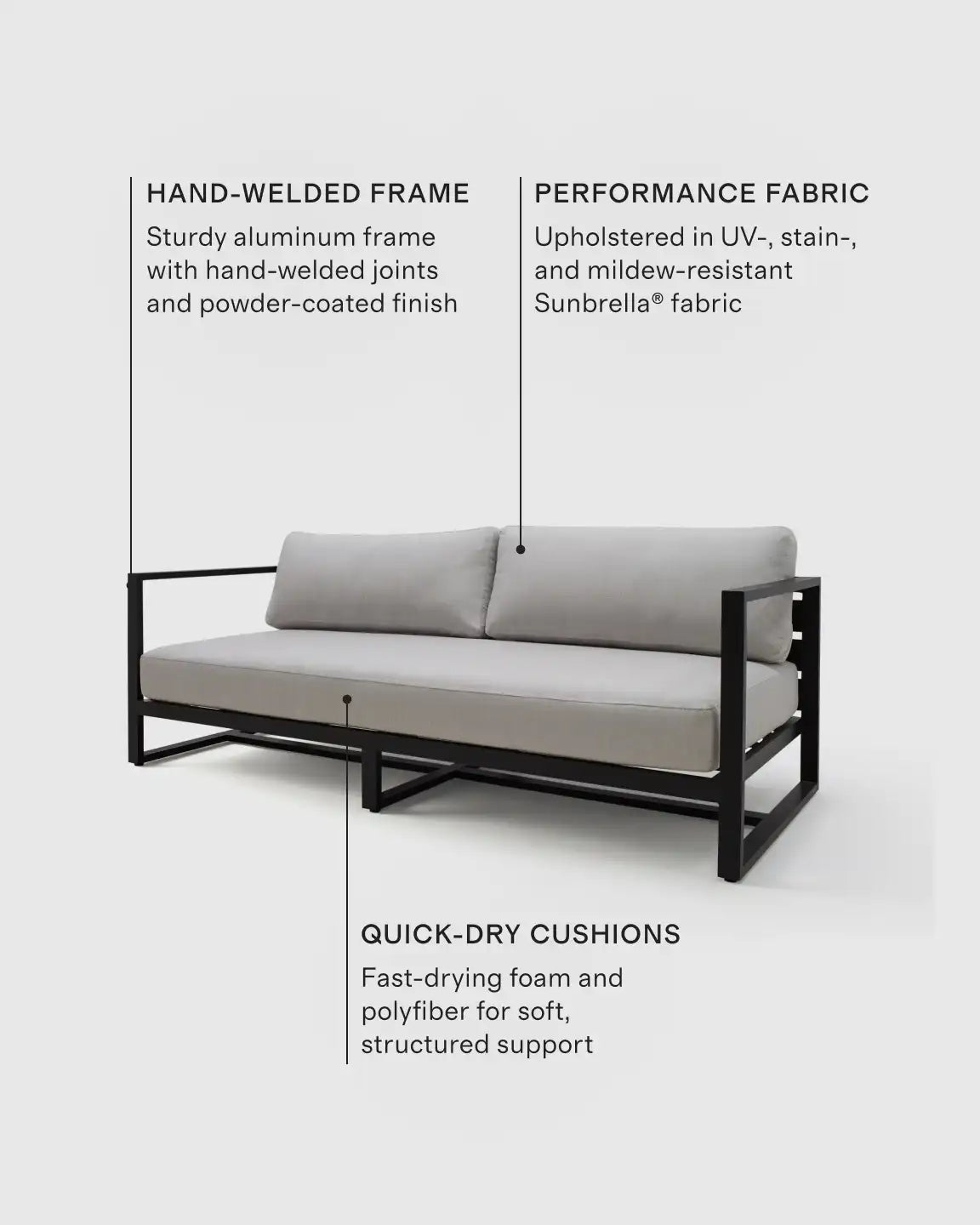 Linear Aluminum Outdoor Sofa