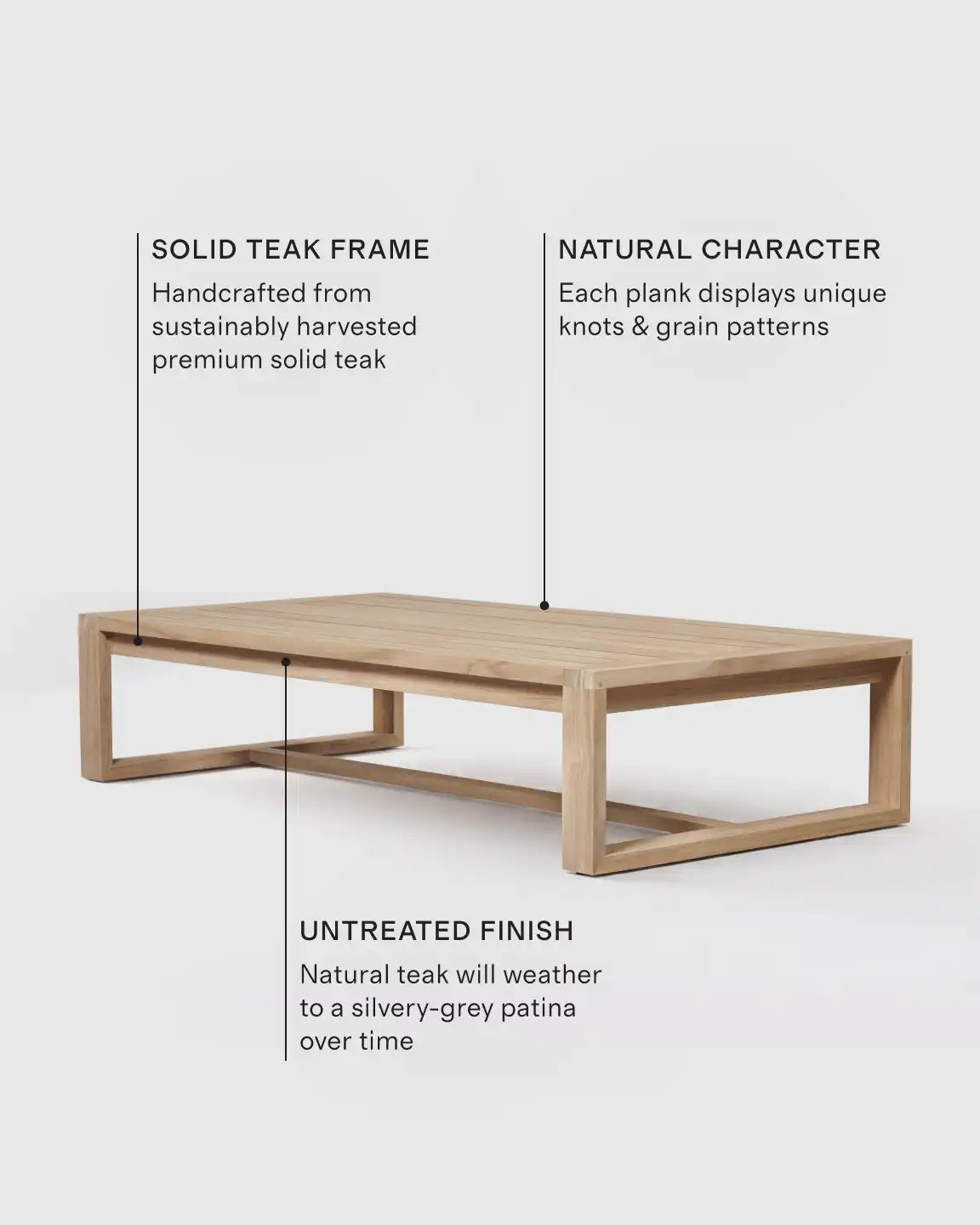 Linear Solid Teak Outdoor Coffee Table