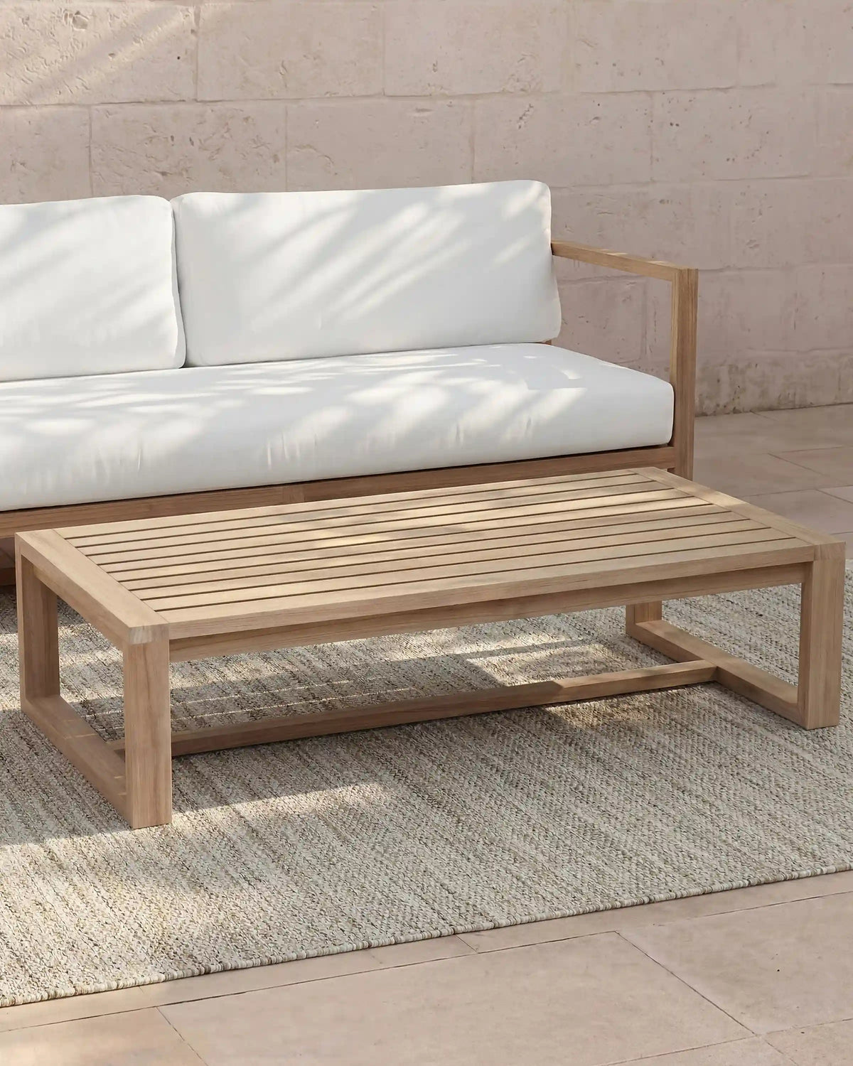 Linear Solid Teak Outdoor Coffee Table