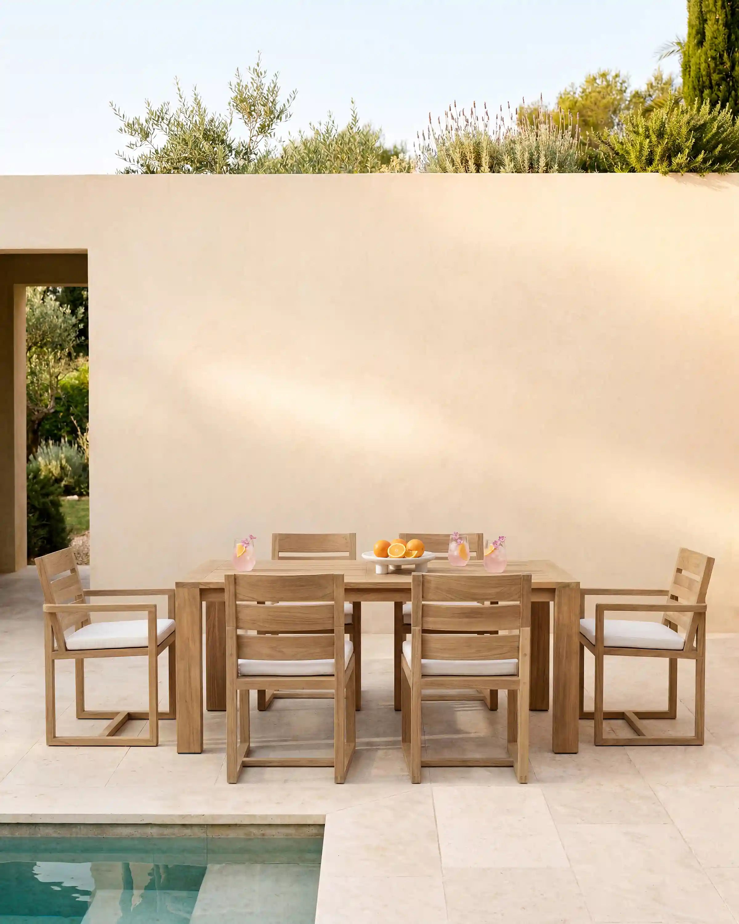 Linear Solid Teak Outdoor Dining Table