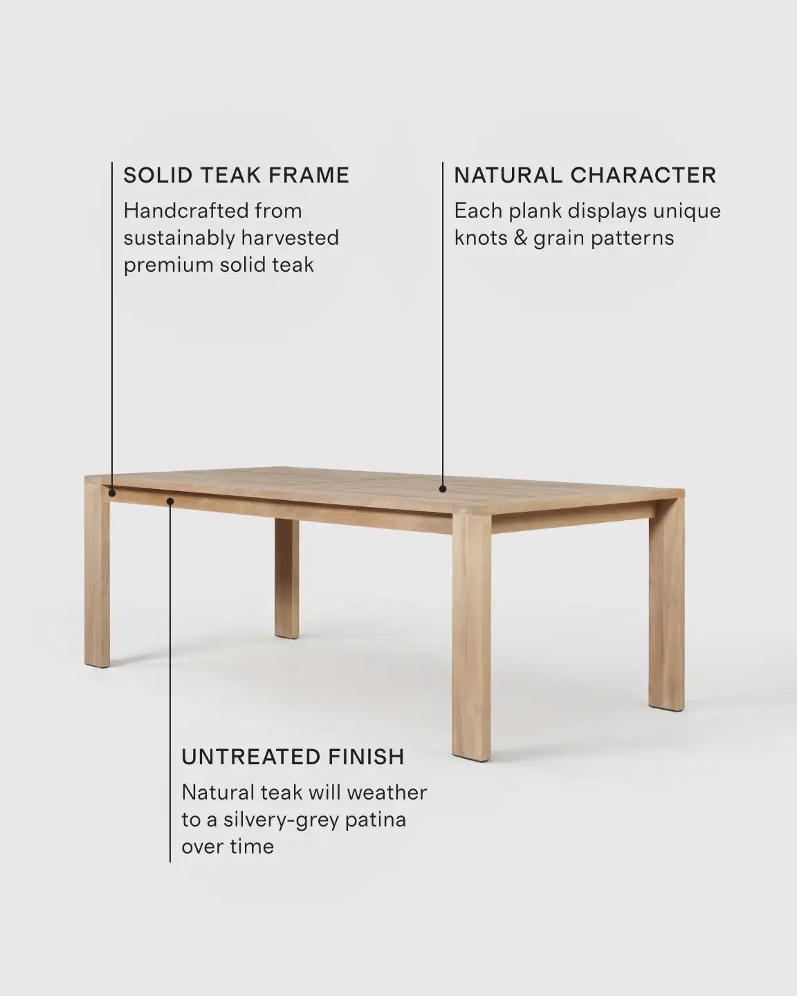 Linear Solid Teak Outdoor Dining Table