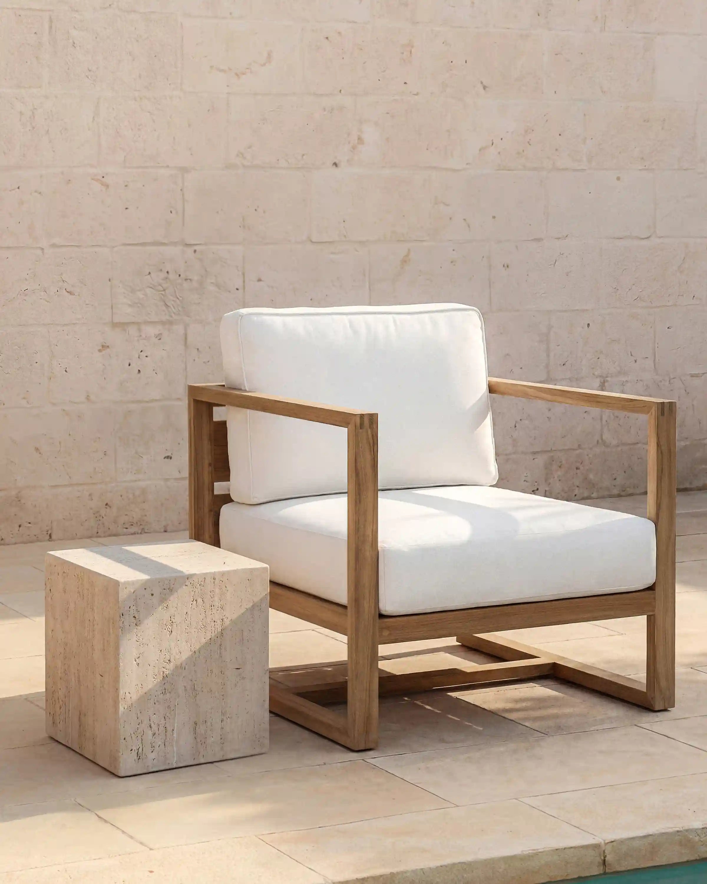 Linear Solid Teak Outdoor Lounge Chair