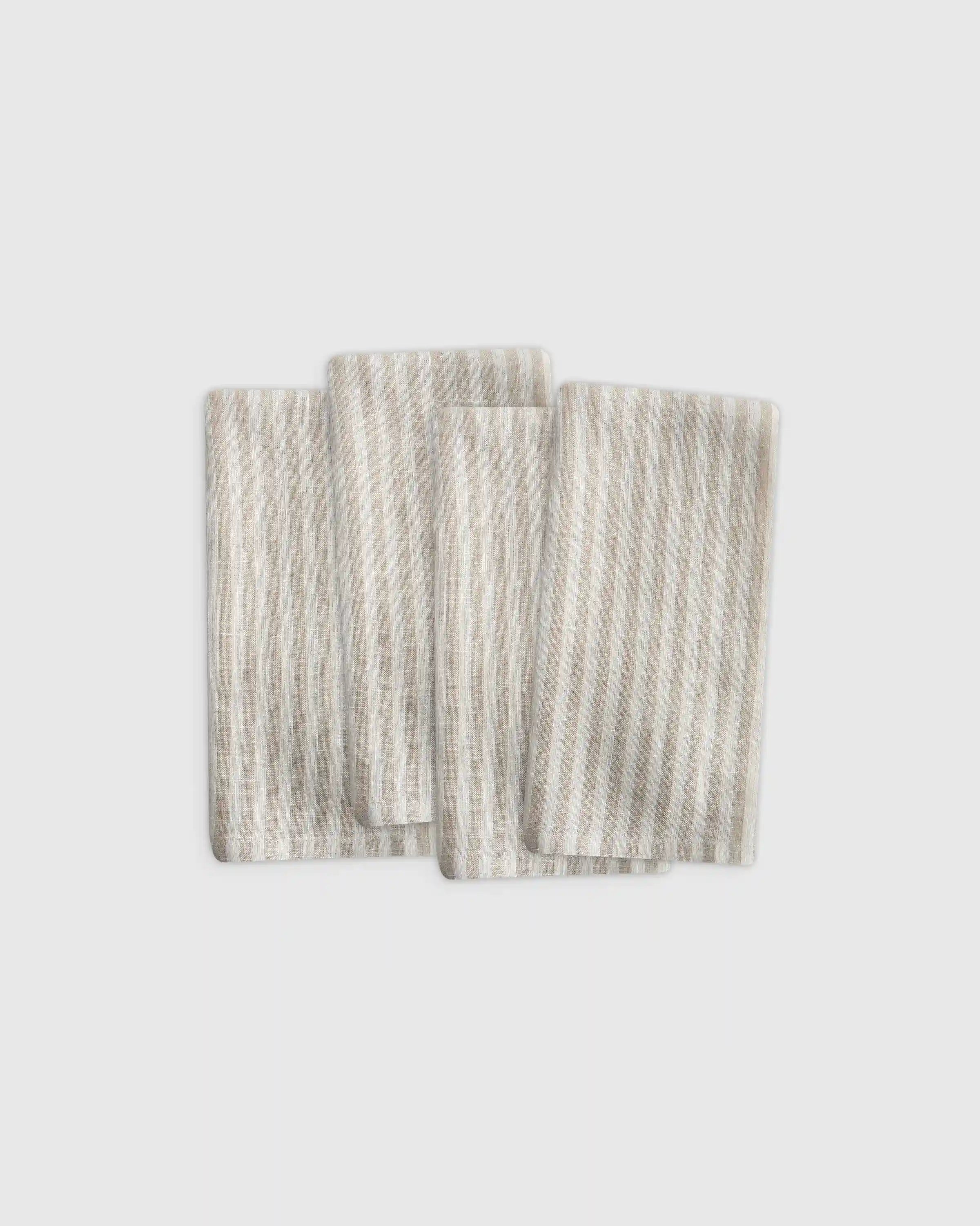 European Linen Stripe Napkins, Set of 4