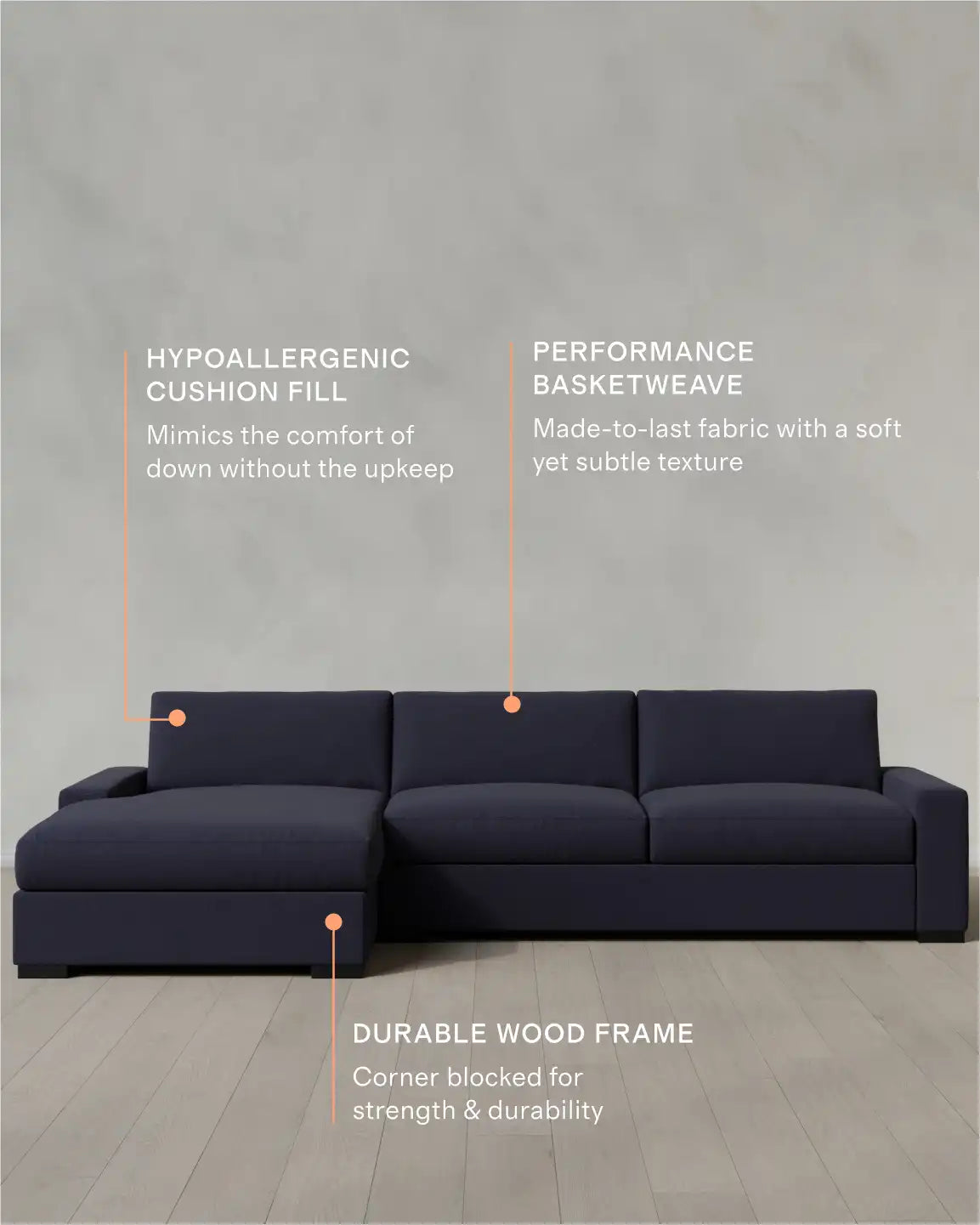 Stillman Chaise Sectional in Performance Basketweave