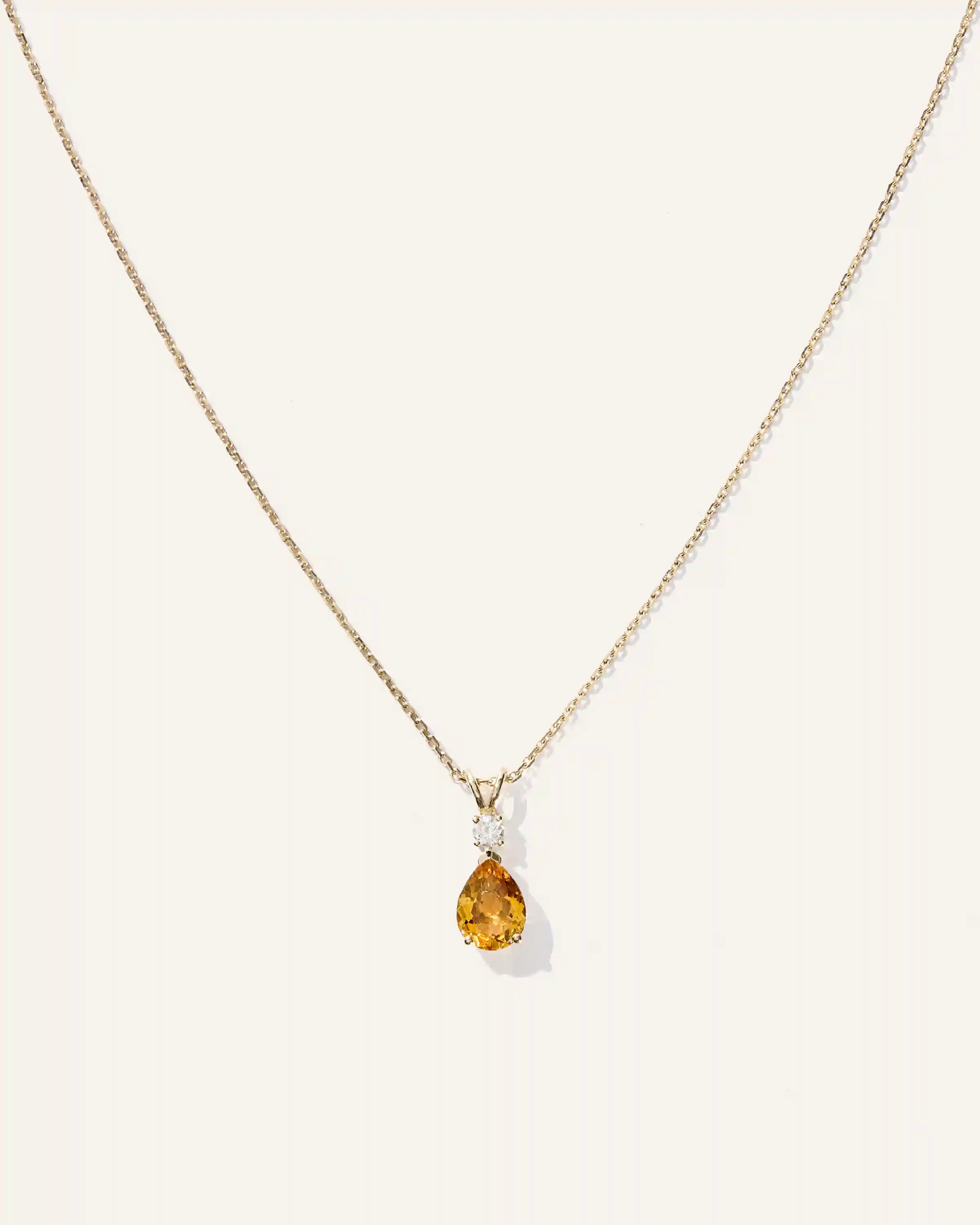 14K Gold Diamond & Semi-Precious Gemstone Drop Necklace