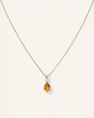 14K Gold Diamond & Semi-Precious Gemstone Drop Necklace