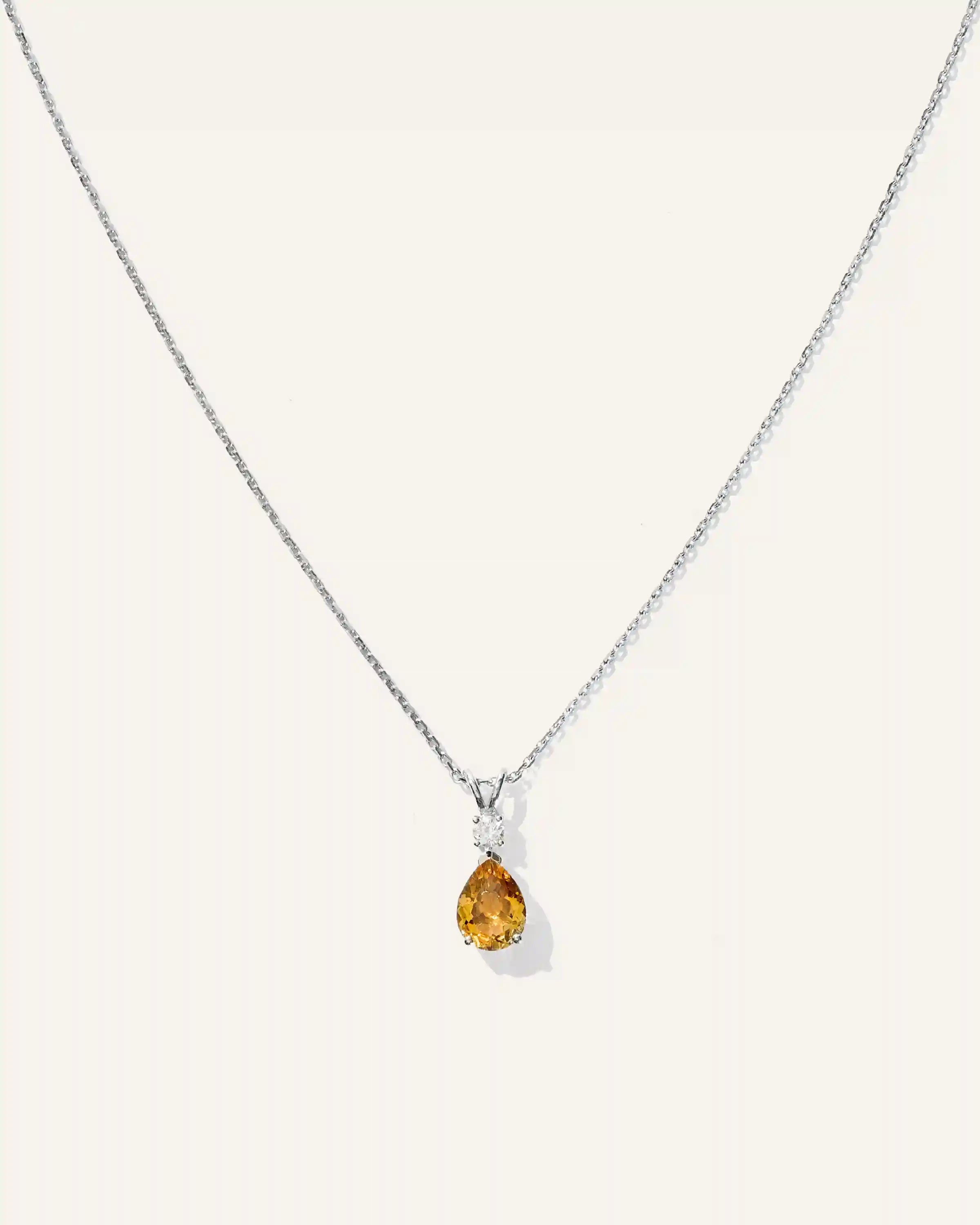 14K Gold Diamond & Semi-Precious Gemstone Drop Necklace