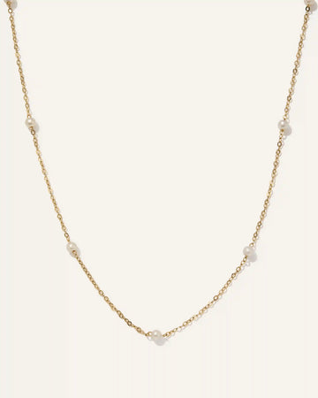 14K Gold Freshwater Cultured Pearl Station Necklace