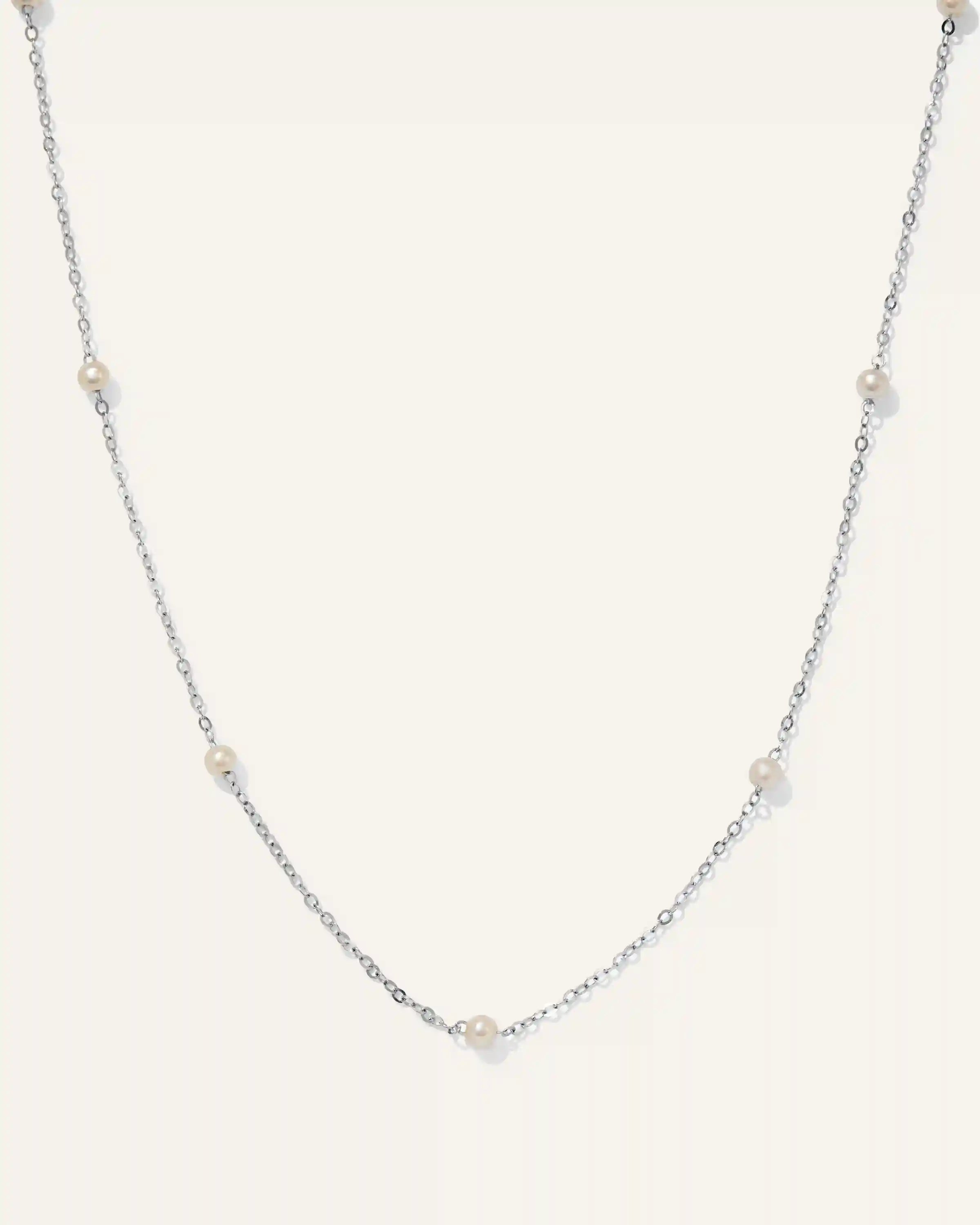 14K Gold Freshwater Cultured Pearl Station Necklace