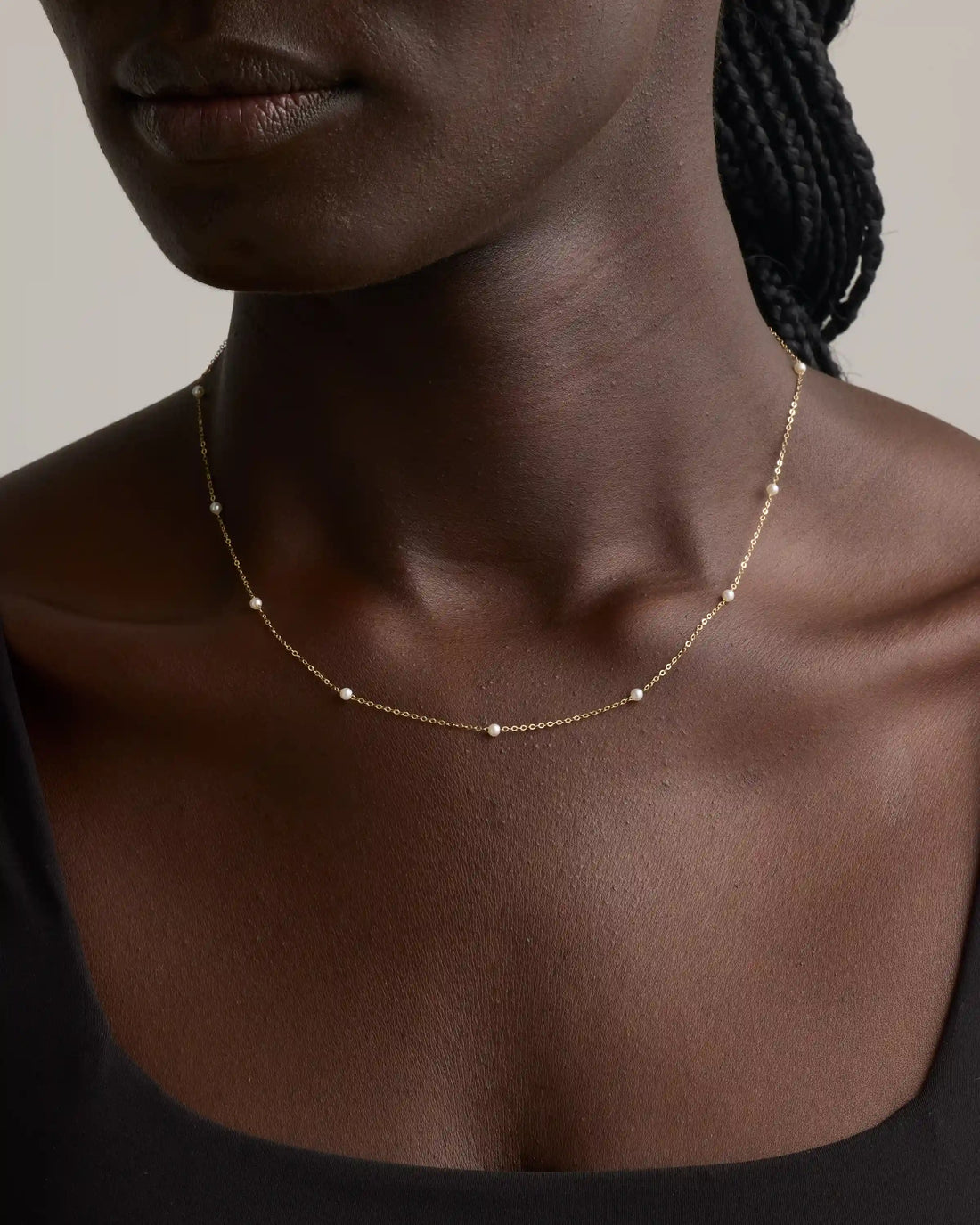14K Gold Freshwater Cultured Pearl Station Necklace