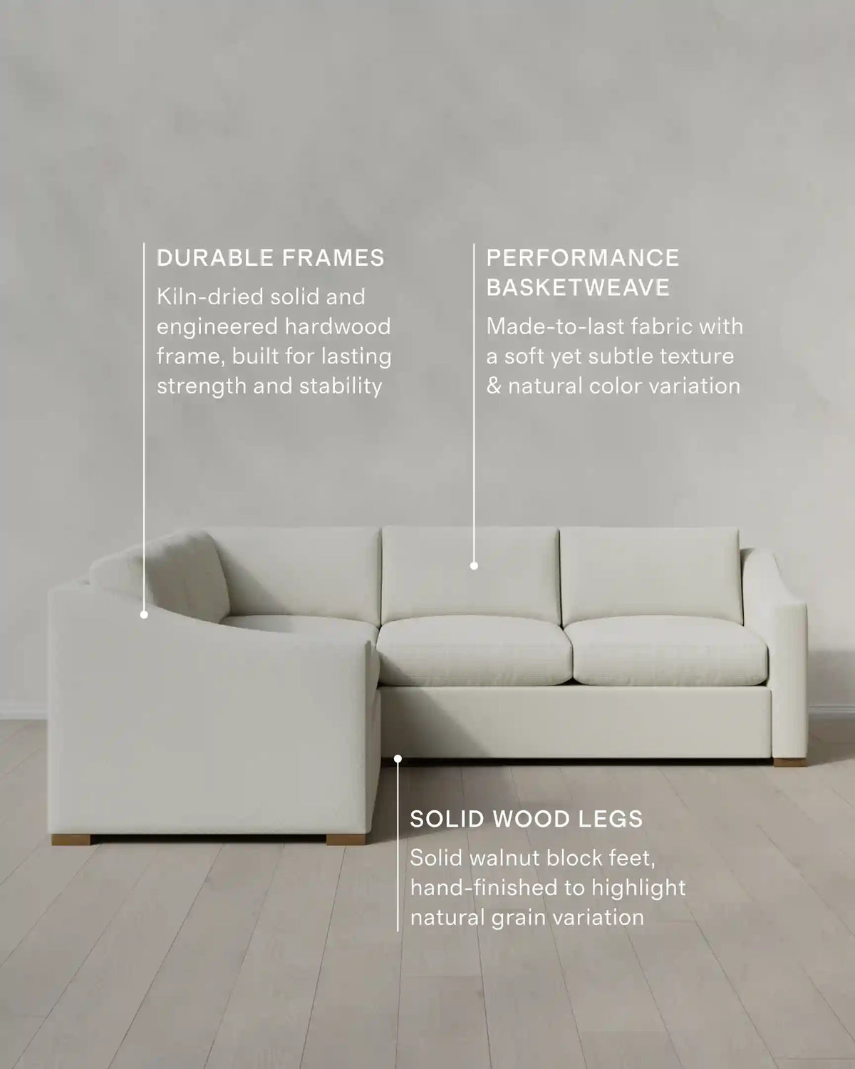 Hollis Slope Arm L Sectional in Performance Basketweave