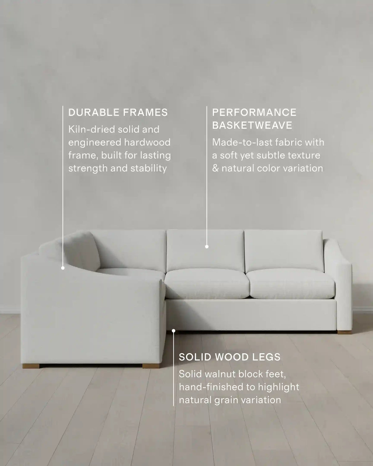 Hollis Slope Arm L Sectional in Performance Basketweave