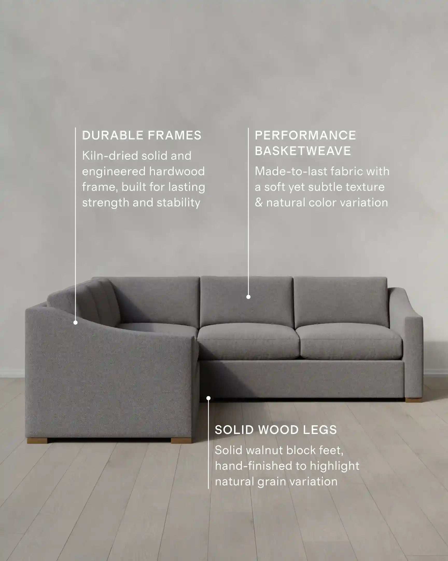 Hollis Slope Arm L Sectional in Performance Basketweave
