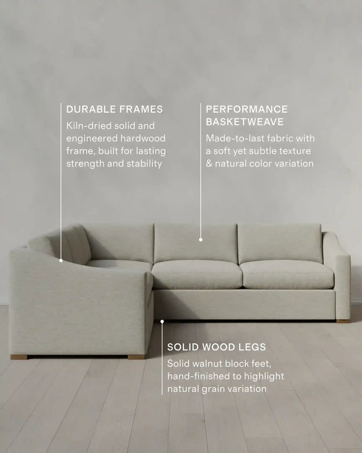 Hollis Slope Arm L Sectional in Performance Basketweave