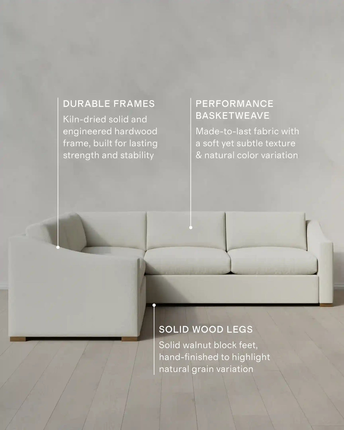Hollis Slope Arm L Sectional in Performance Basketweave