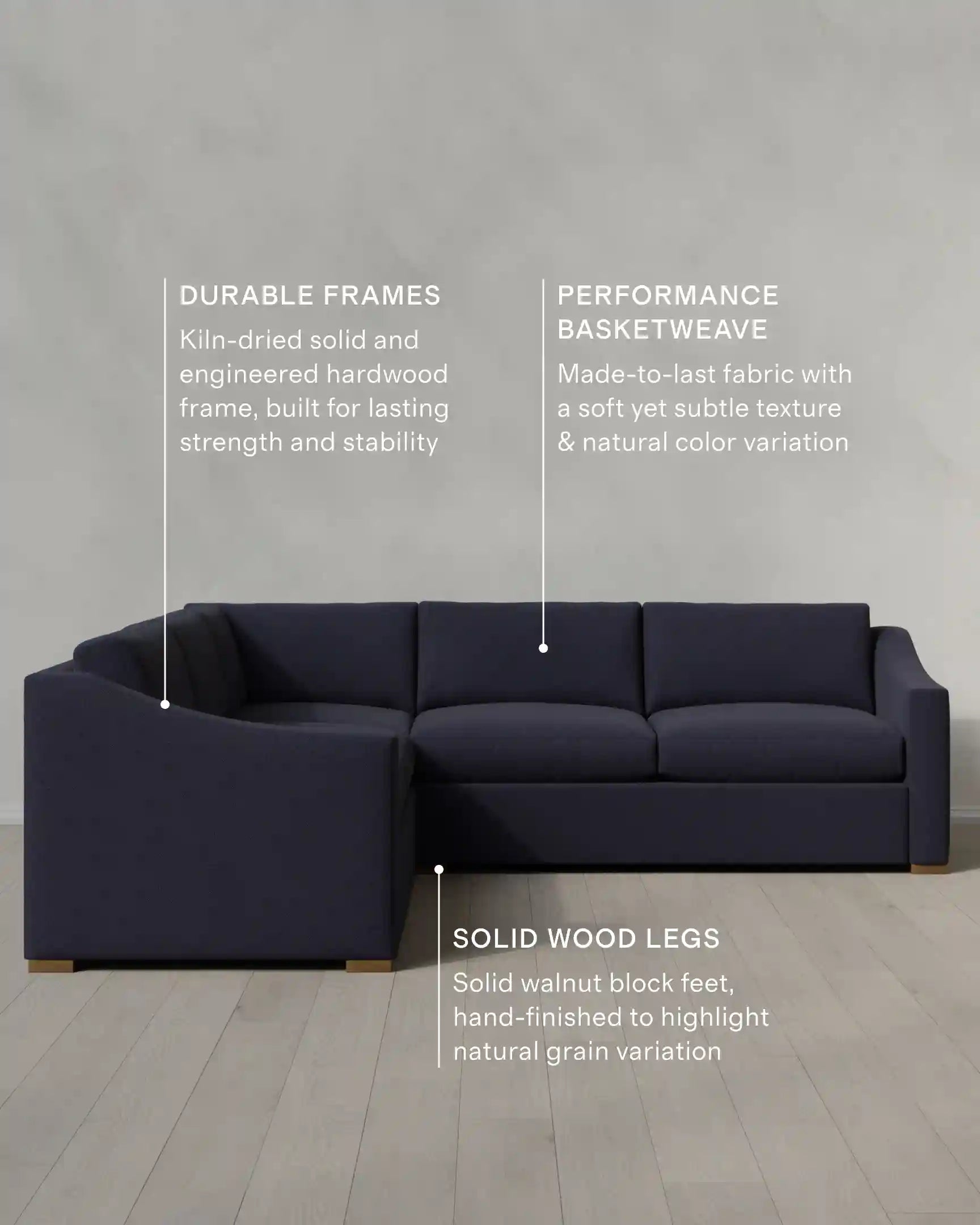 Hollis Slope Arm L Sectional in Performance Basketweave