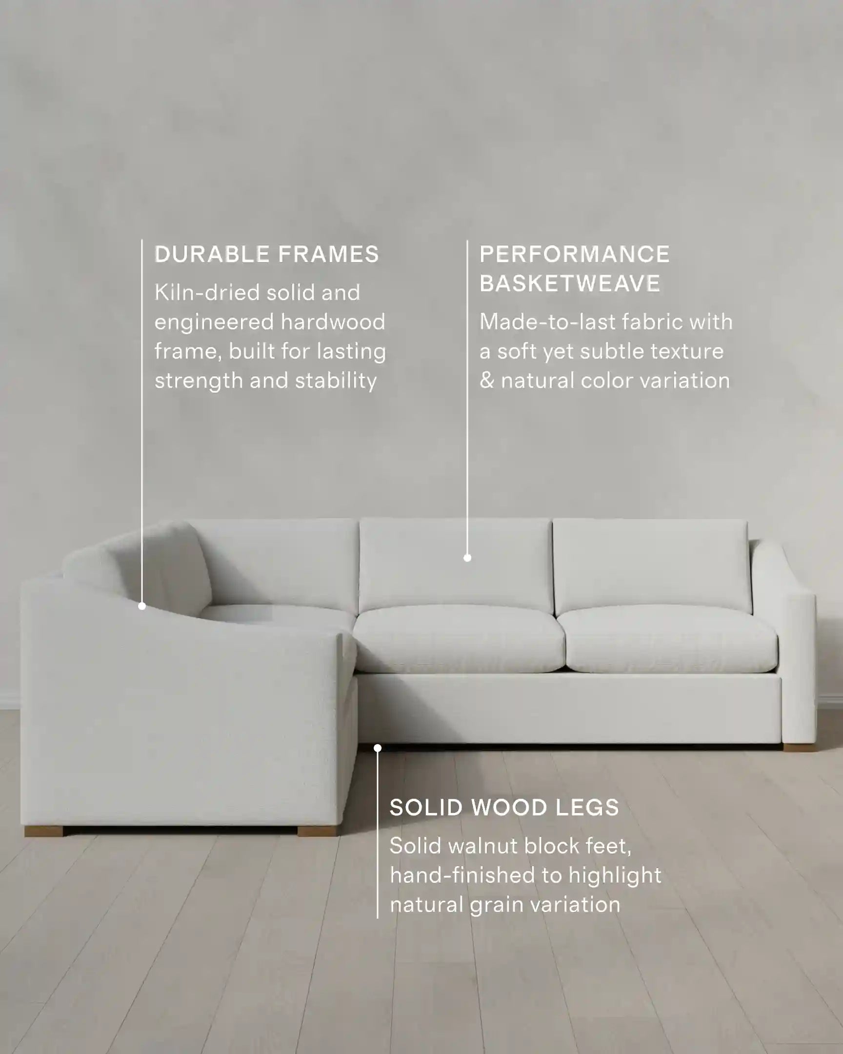 Hollis Slope Arm L Sectional in Performance Basketweave