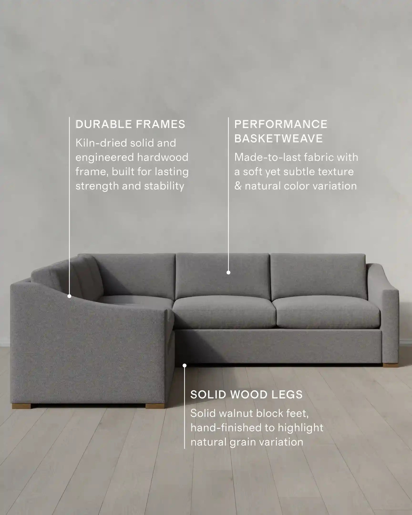 Hollis Slope Arm L Sectional in Performance Basketweave