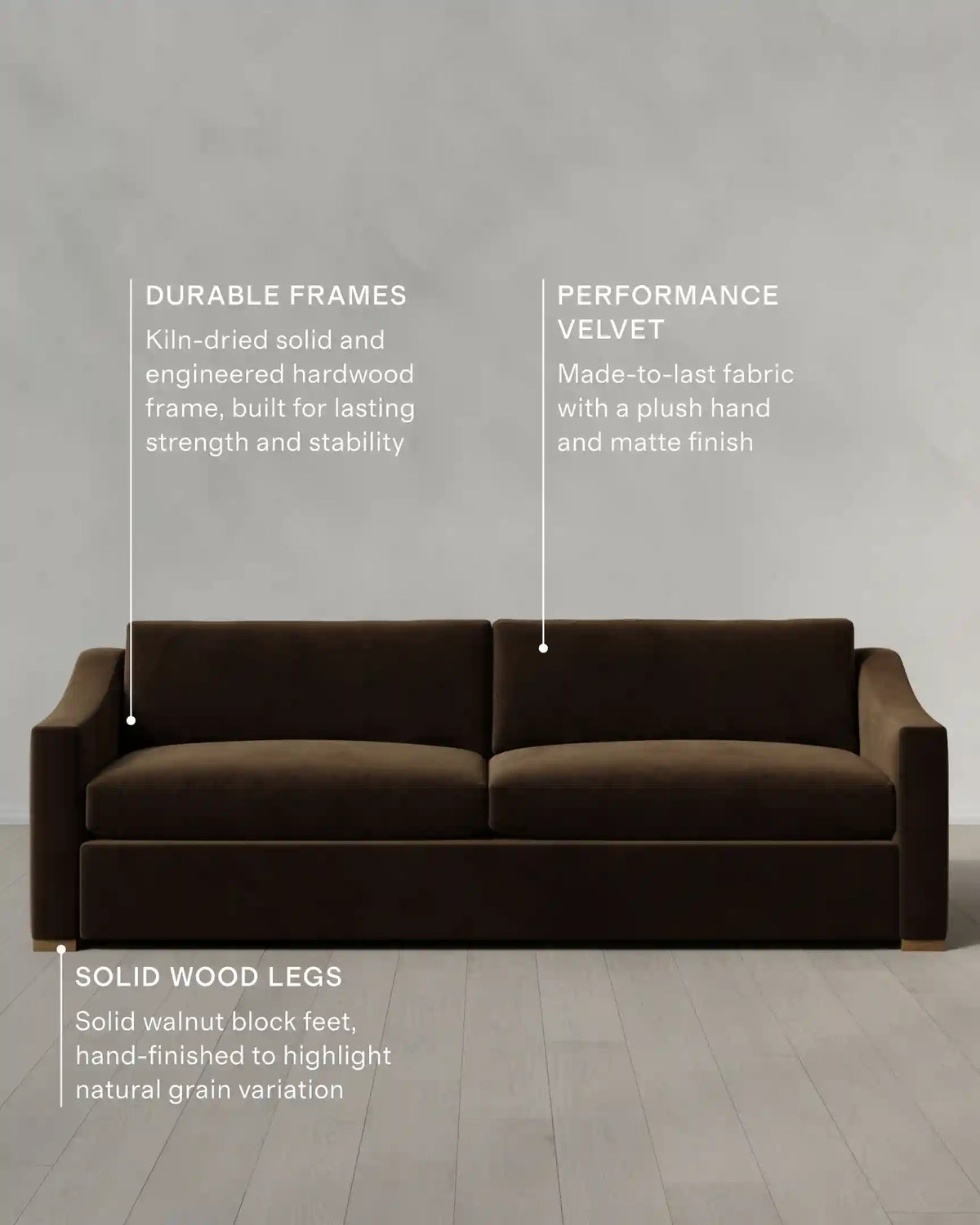 Hollis Slope Arm Sofa in Performance Velvet