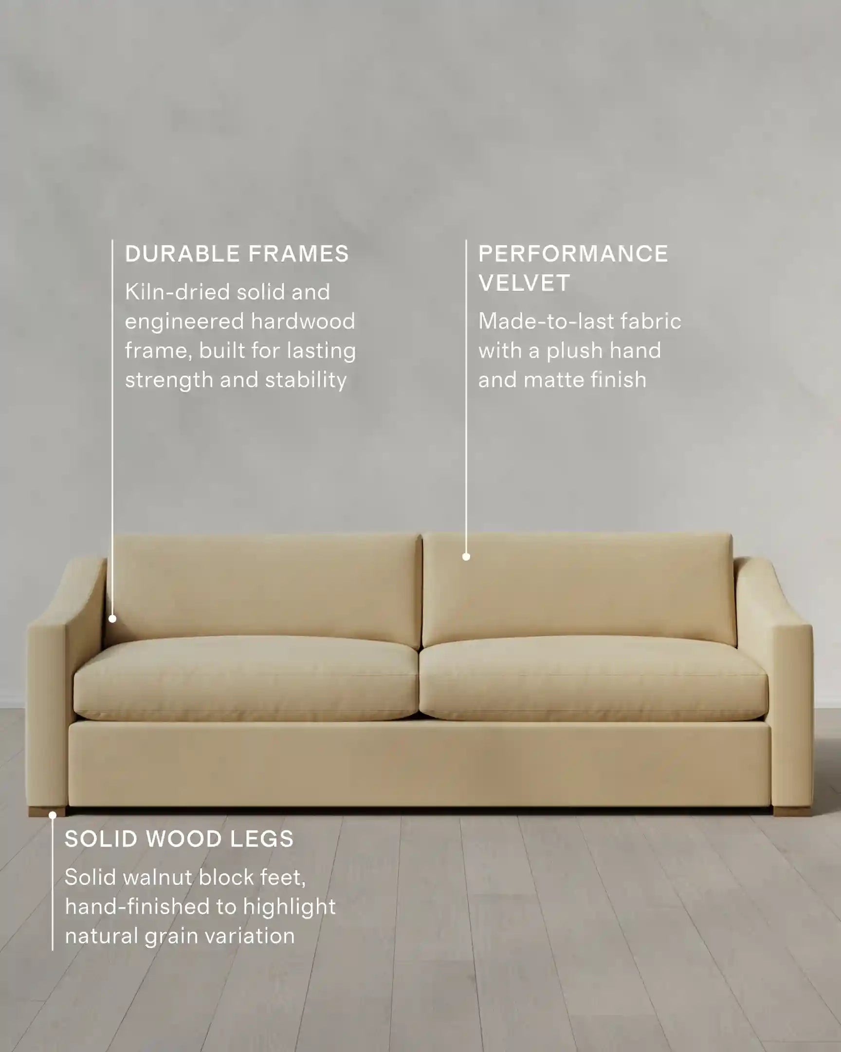 Hollis Slope Arm Sofa in Performance Velvet