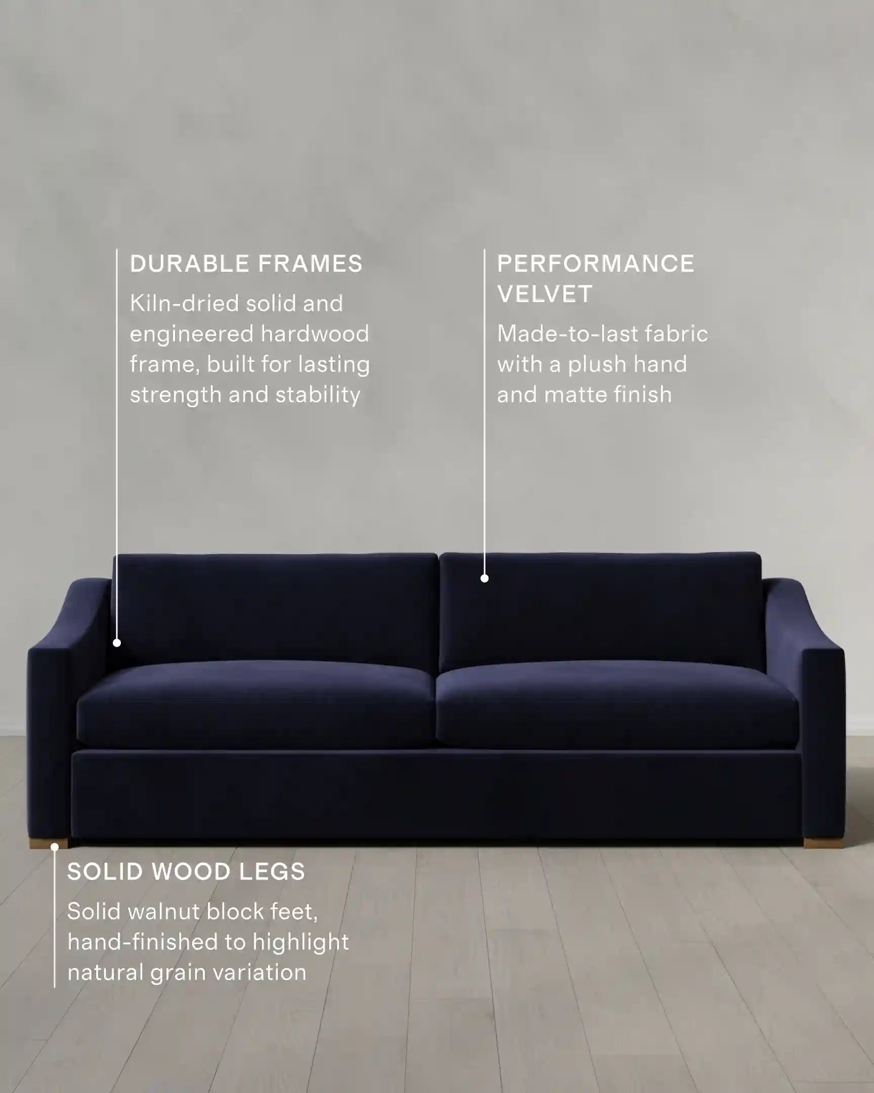 Hollis Slope Arm Sofa in Performance Velvet
