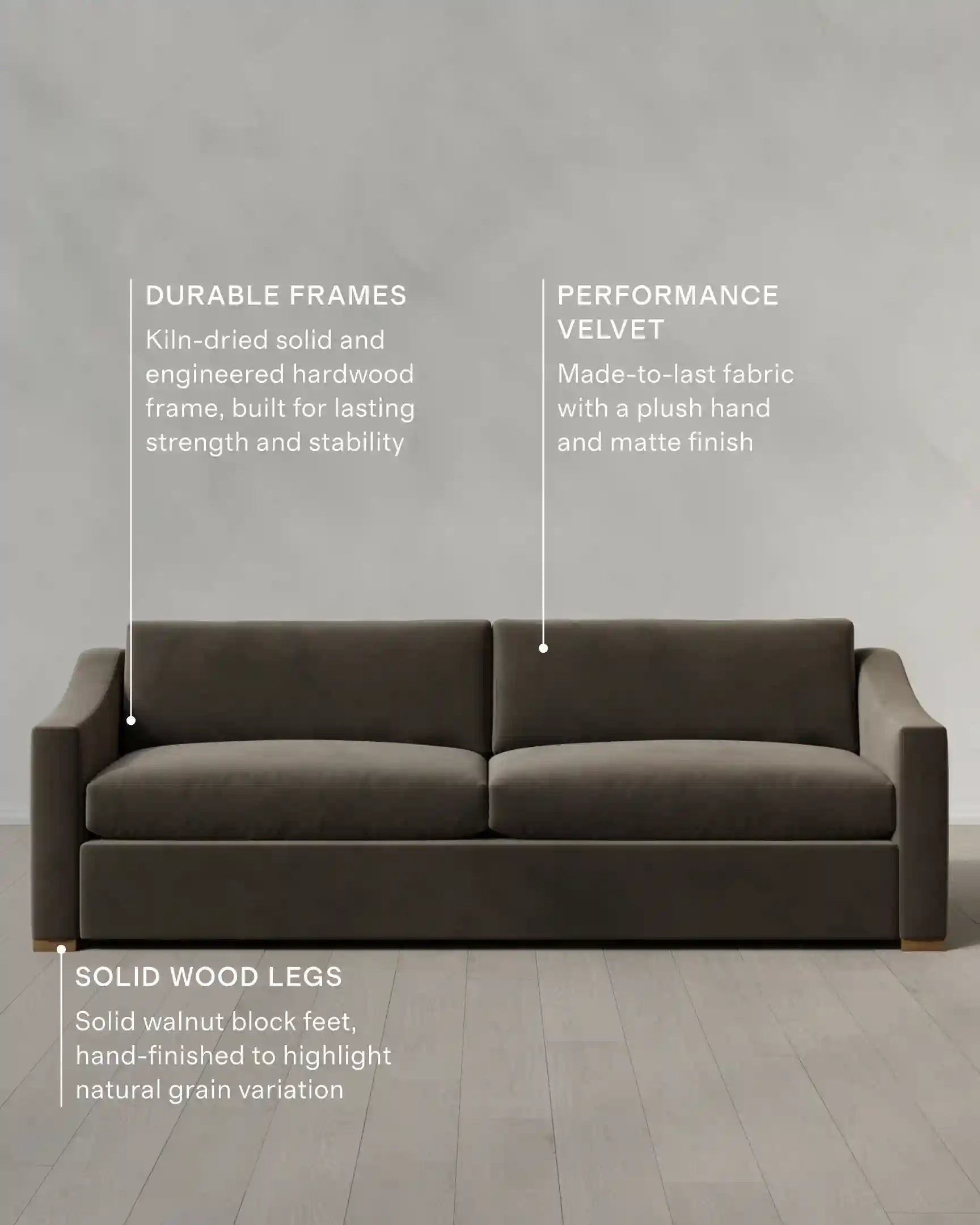 Hollis Slope Arm Sofa in Performance Velvet