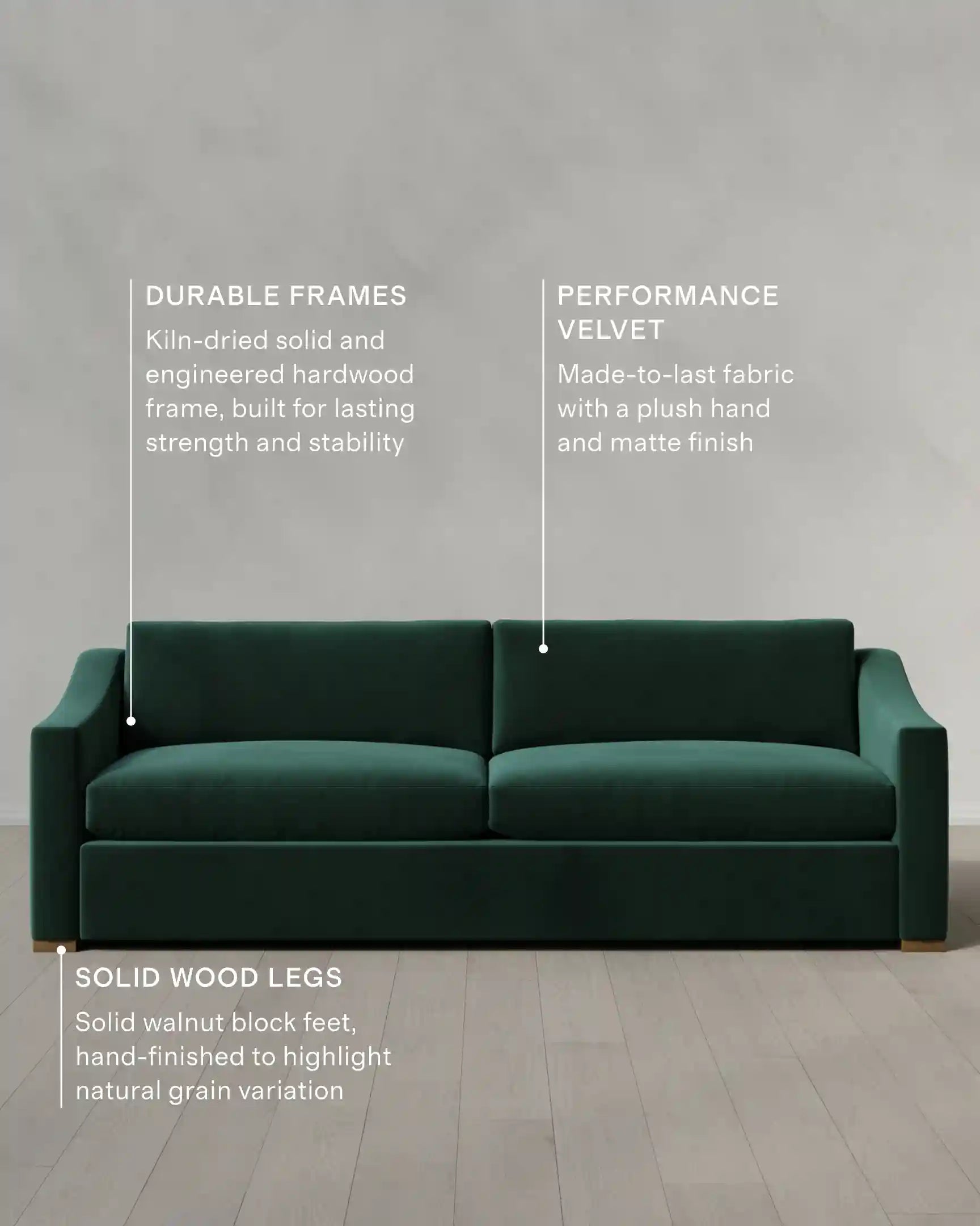 Hollis Slope Arm Sofa in Performance Velvet