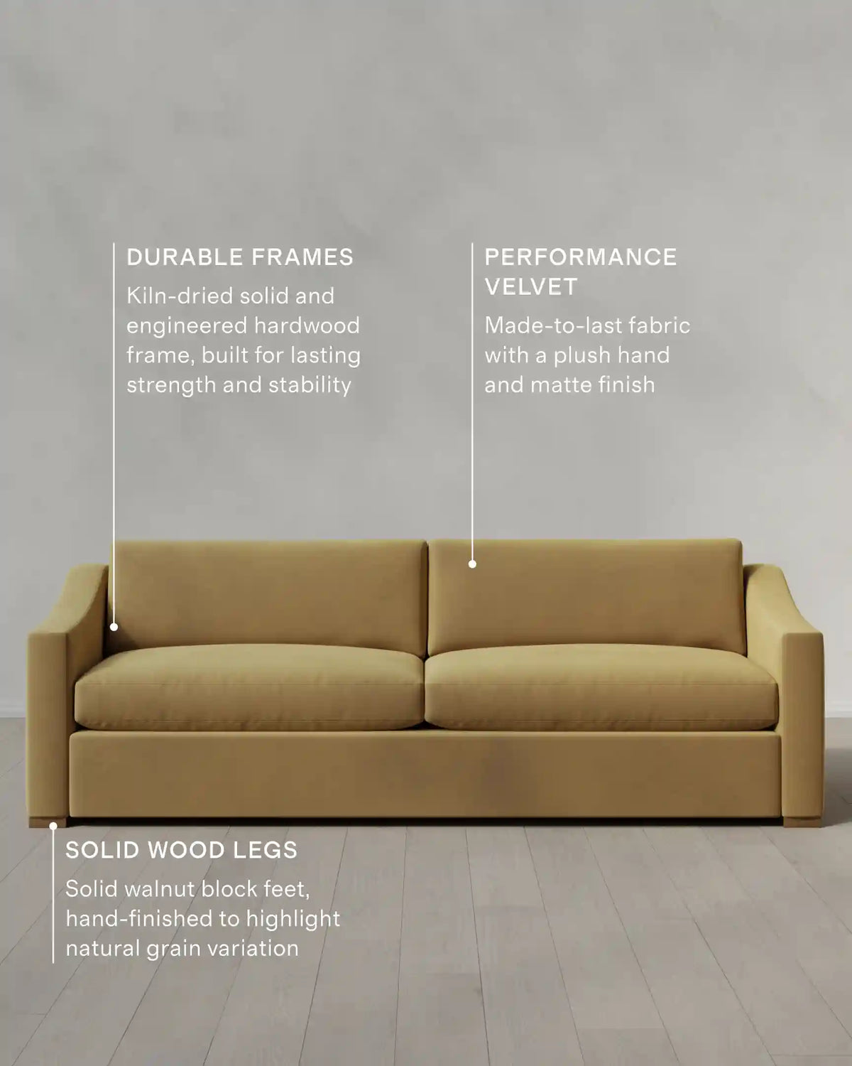 Hollis Slope Arm Sofa in Performance Velvet