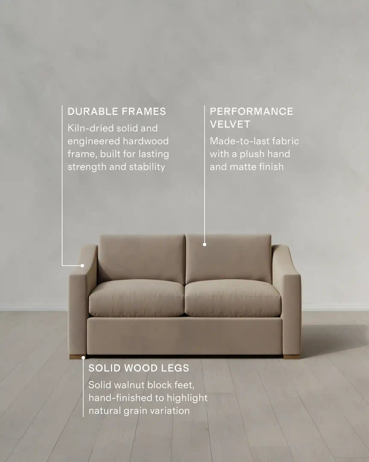 Hollis Slope Arm Sofa in Performance Velvet