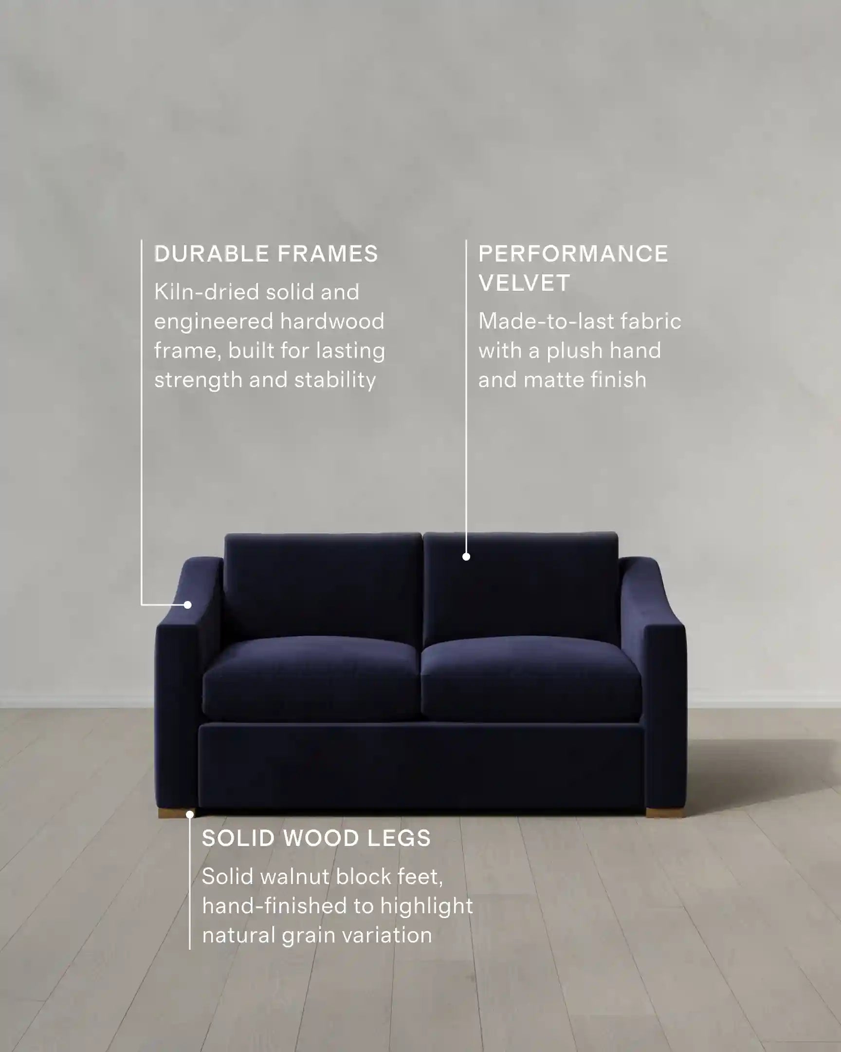 Hollis Slope Arm Sofa in Performance Velvet
