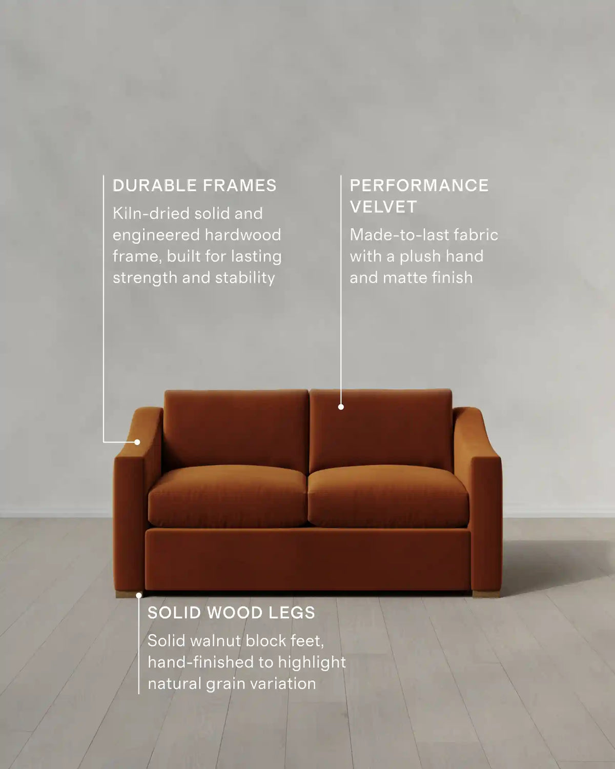 Hollis Slope Arm Sofa in Performance Velvet
