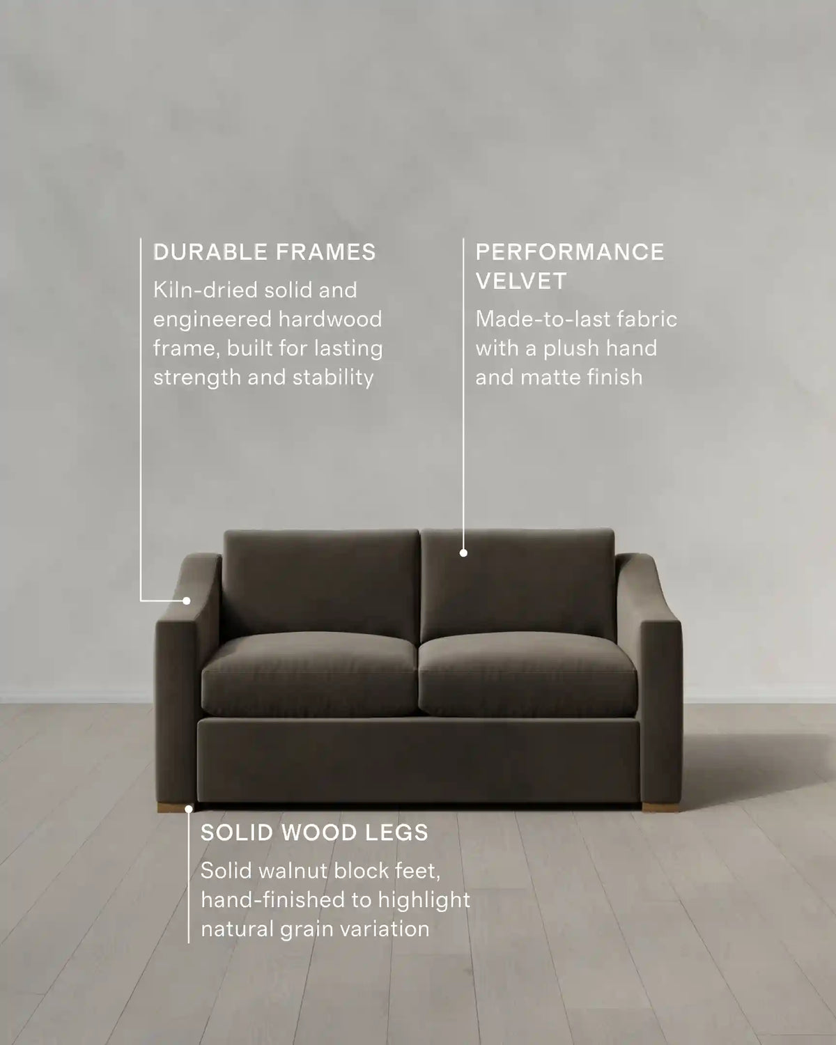 Hollis Slope Arm Sofa in Performance Velvet