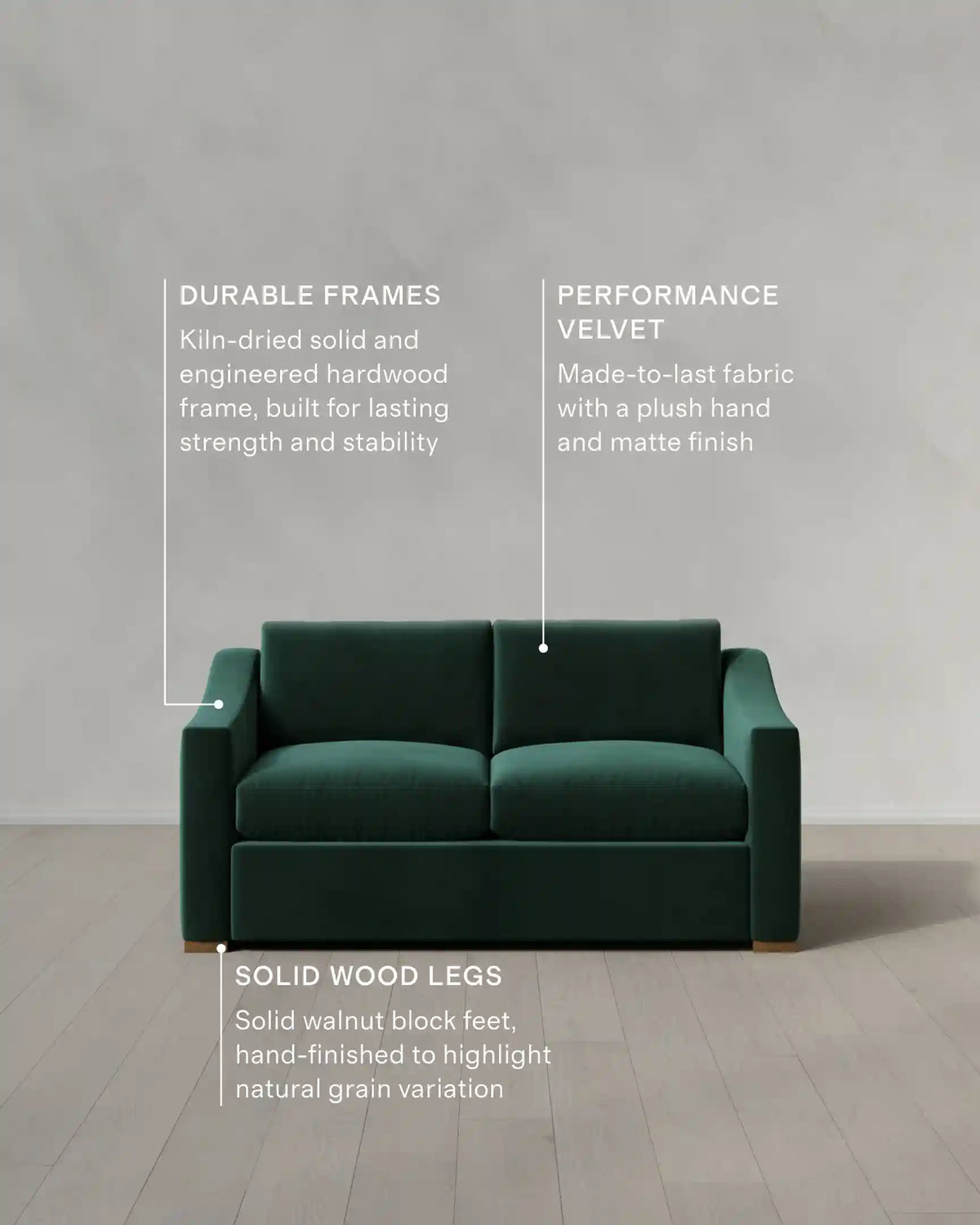 Hollis Slope Arm Sofa in Performance Velvet