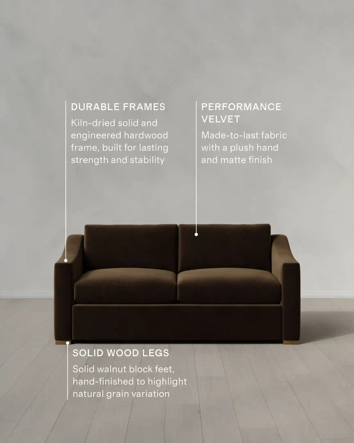 Hollis Slope Arm Sofa in Performance Velvet