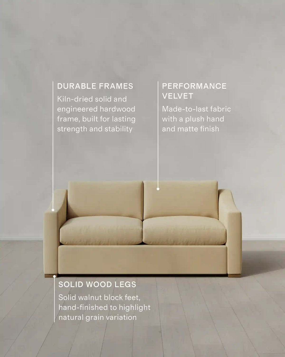 Hollis Slope Arm Sofa in Performance Velvet