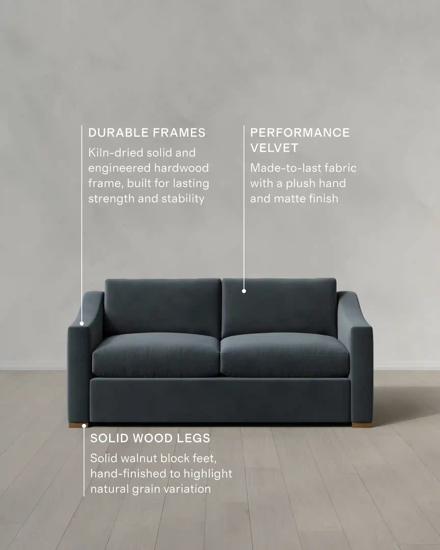 Hollis Slope Arm Sofa in Performance Velvet