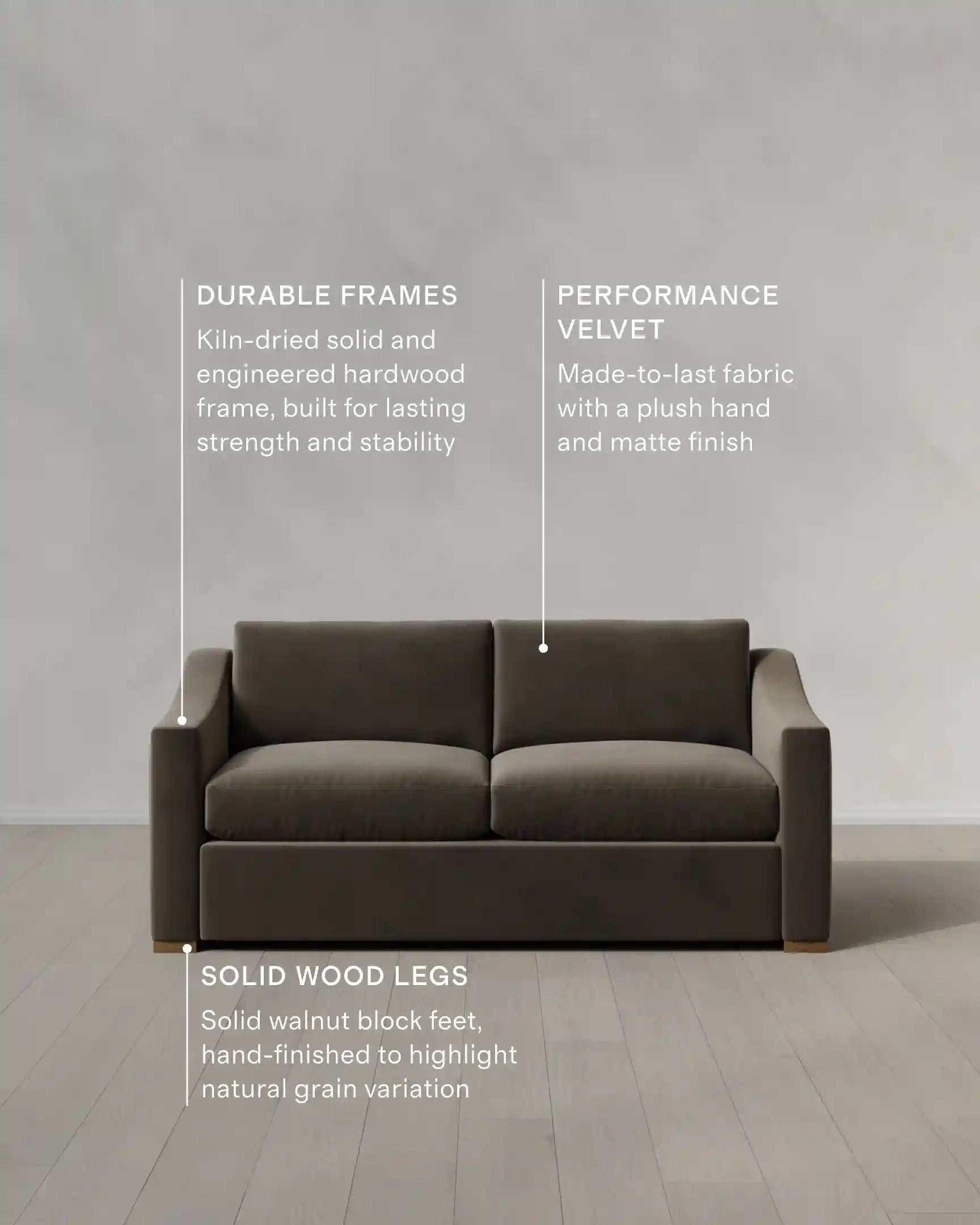 Hollis Slope Arm Sofa in Performance Velvet
