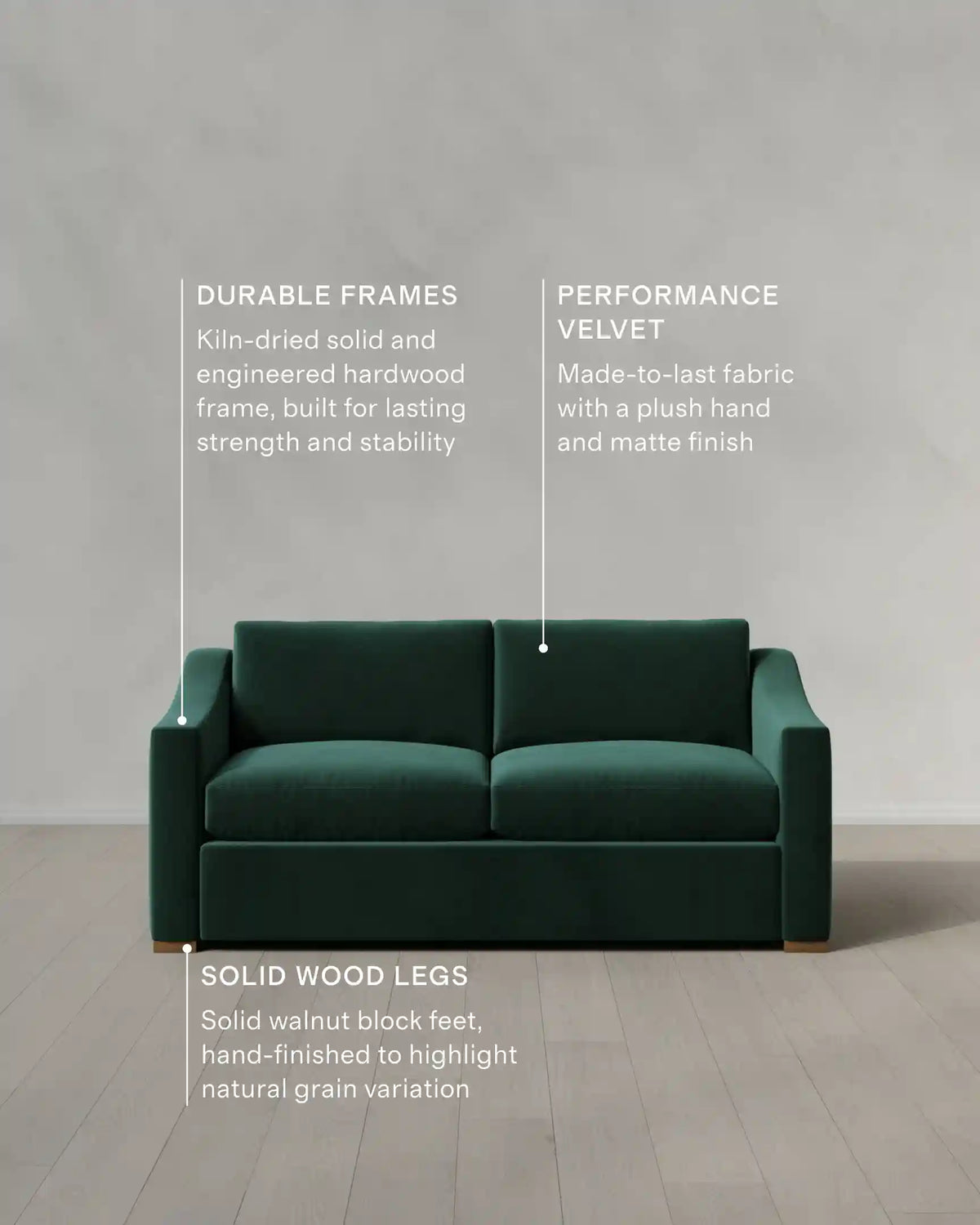 Hollis Slope Arm Sofa in Performance Velvet