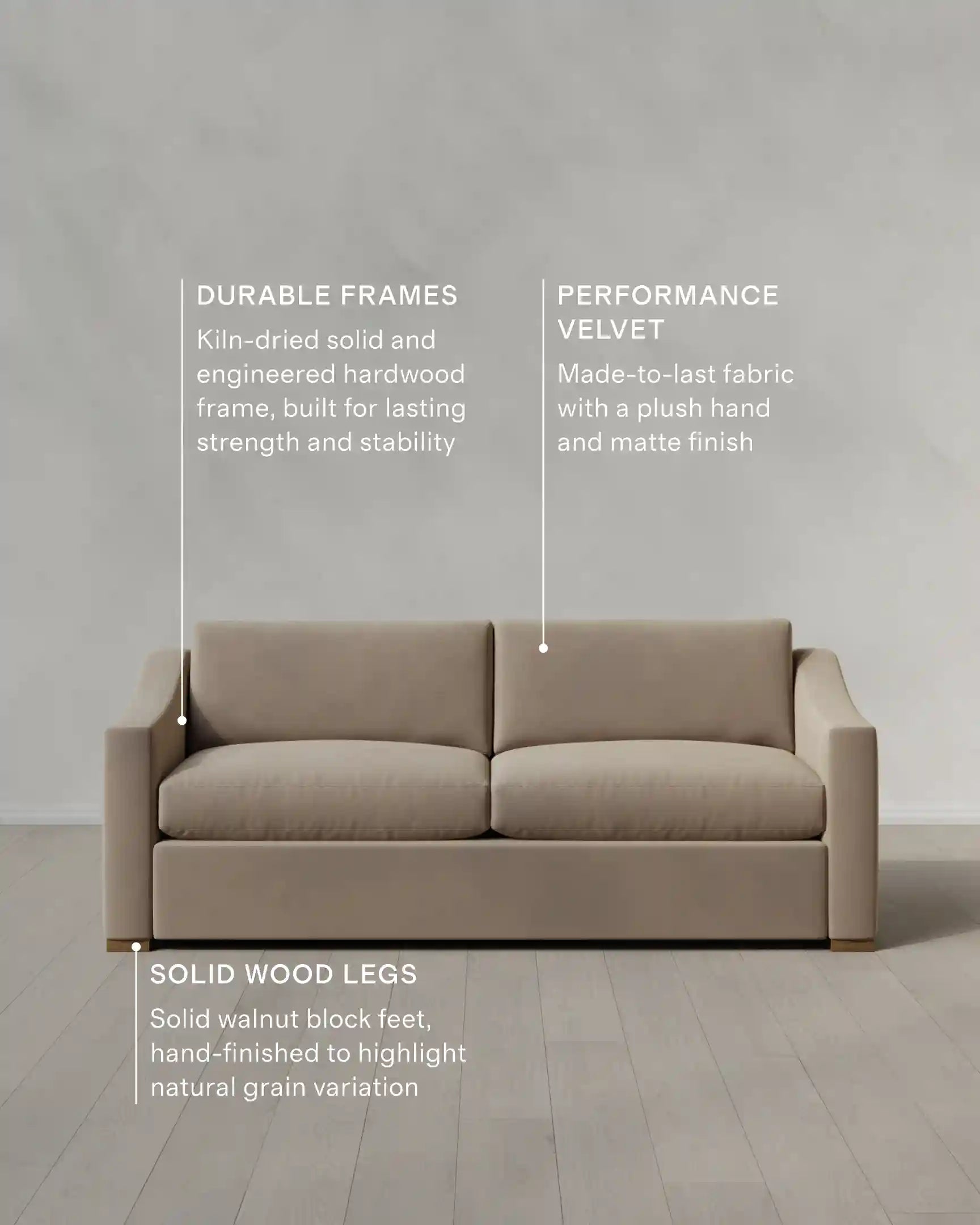 Hollis Slope Arm Sofa in Performance Velvet