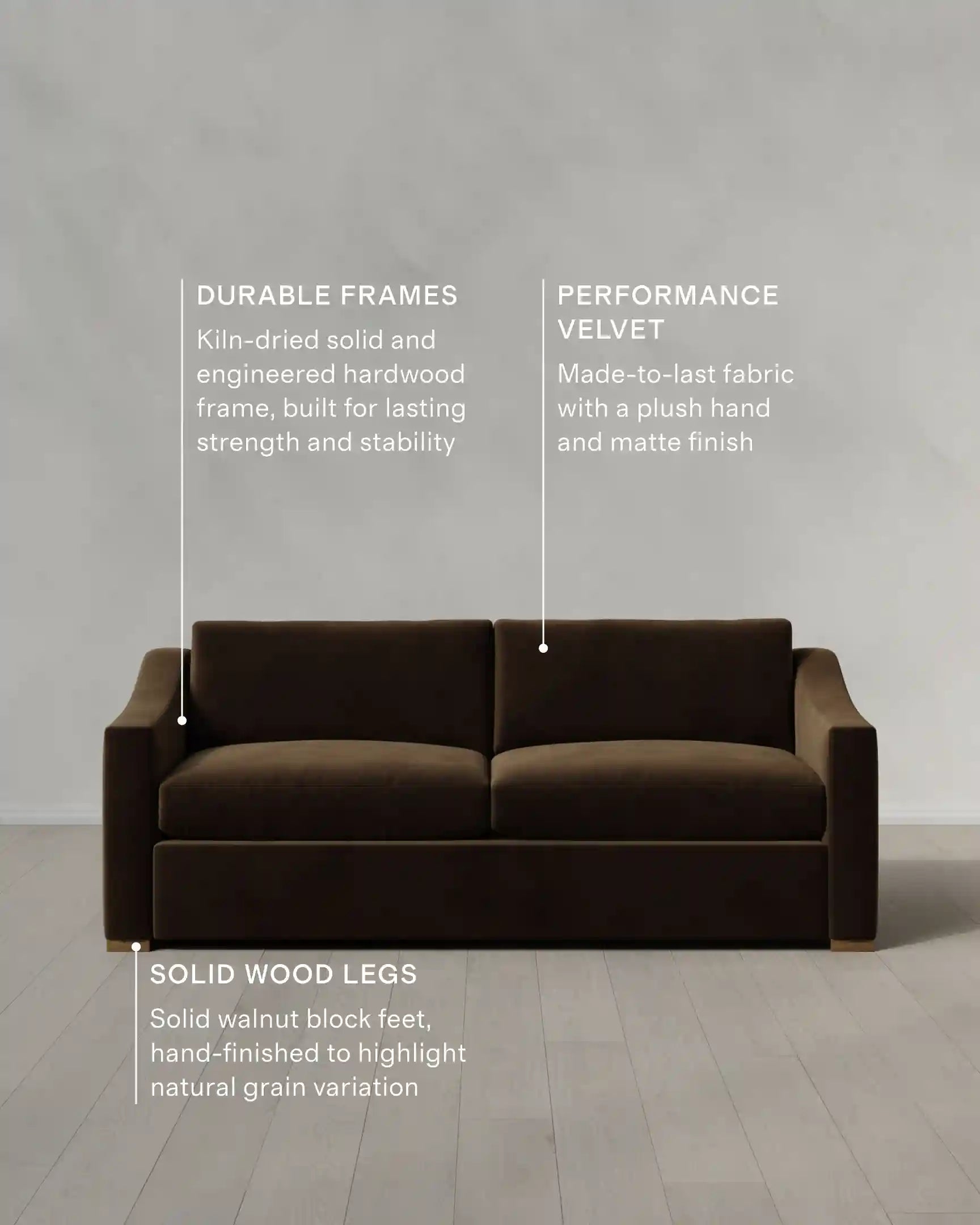 Hollis Slope Arm Sofa in Performance Velvet